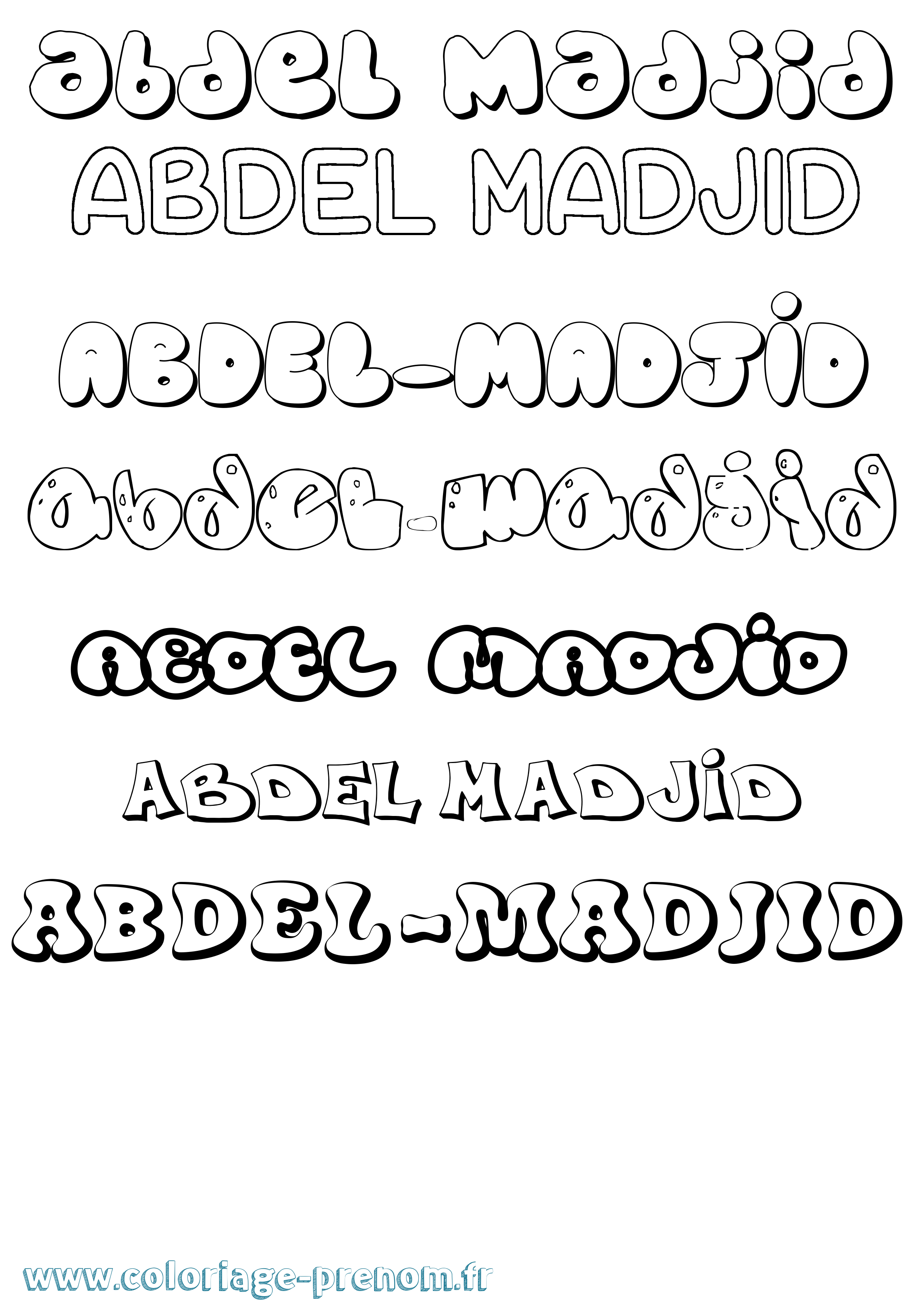 Coloriage prénom Abdel-Madjid Bubble