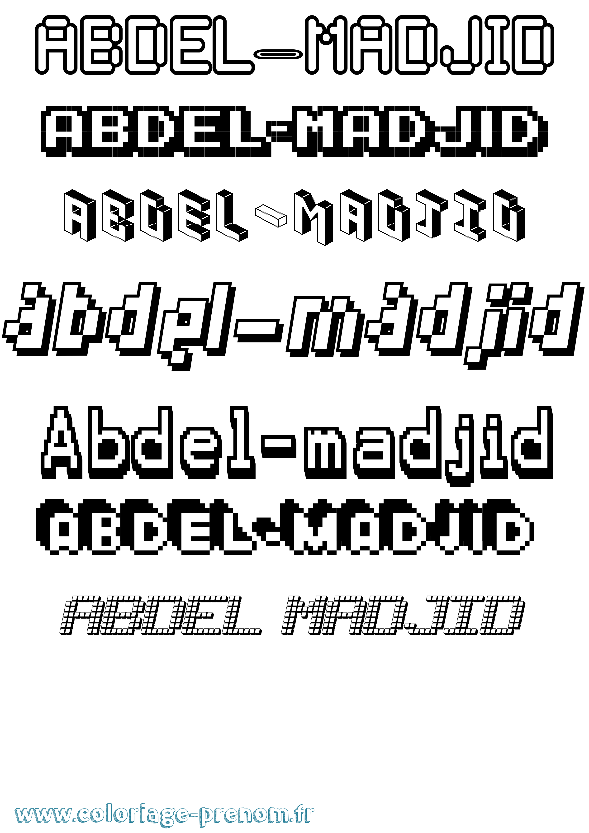 Coloriage prénom Abdel-Madjid Pixel