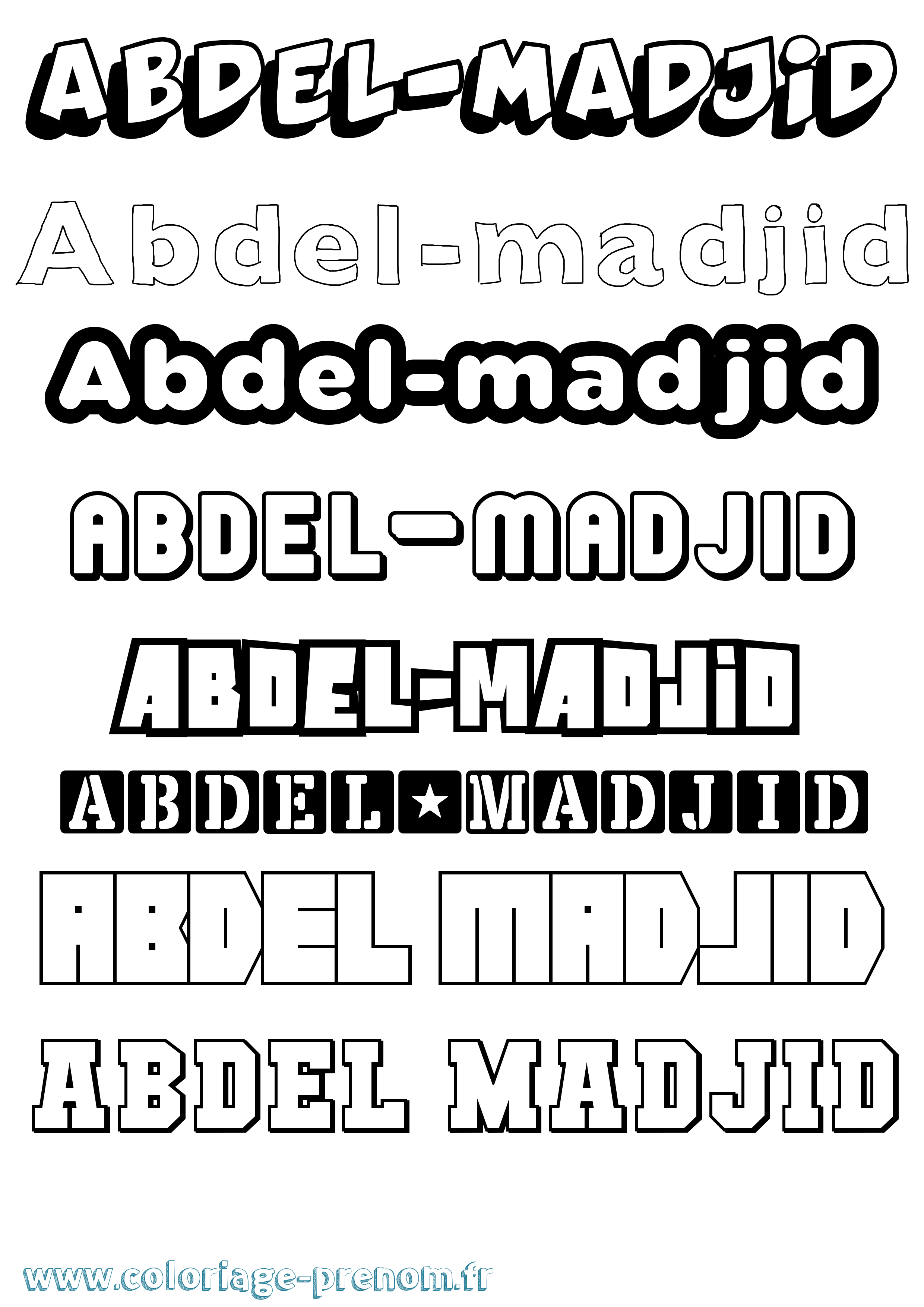 Coloriage prénom Abdel-Madjid Simple