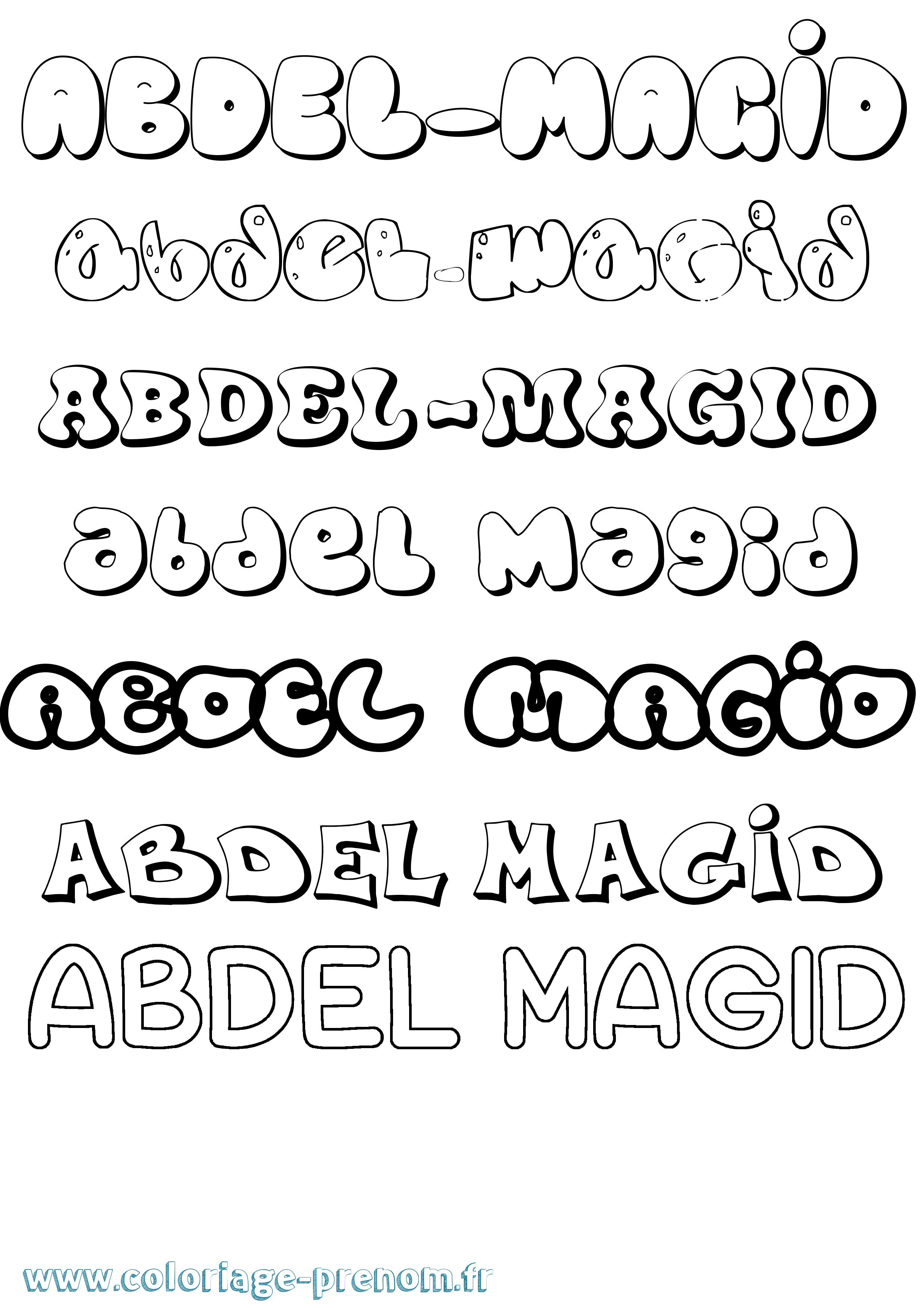 Coloriage prénom Abdel-Magid Bubble