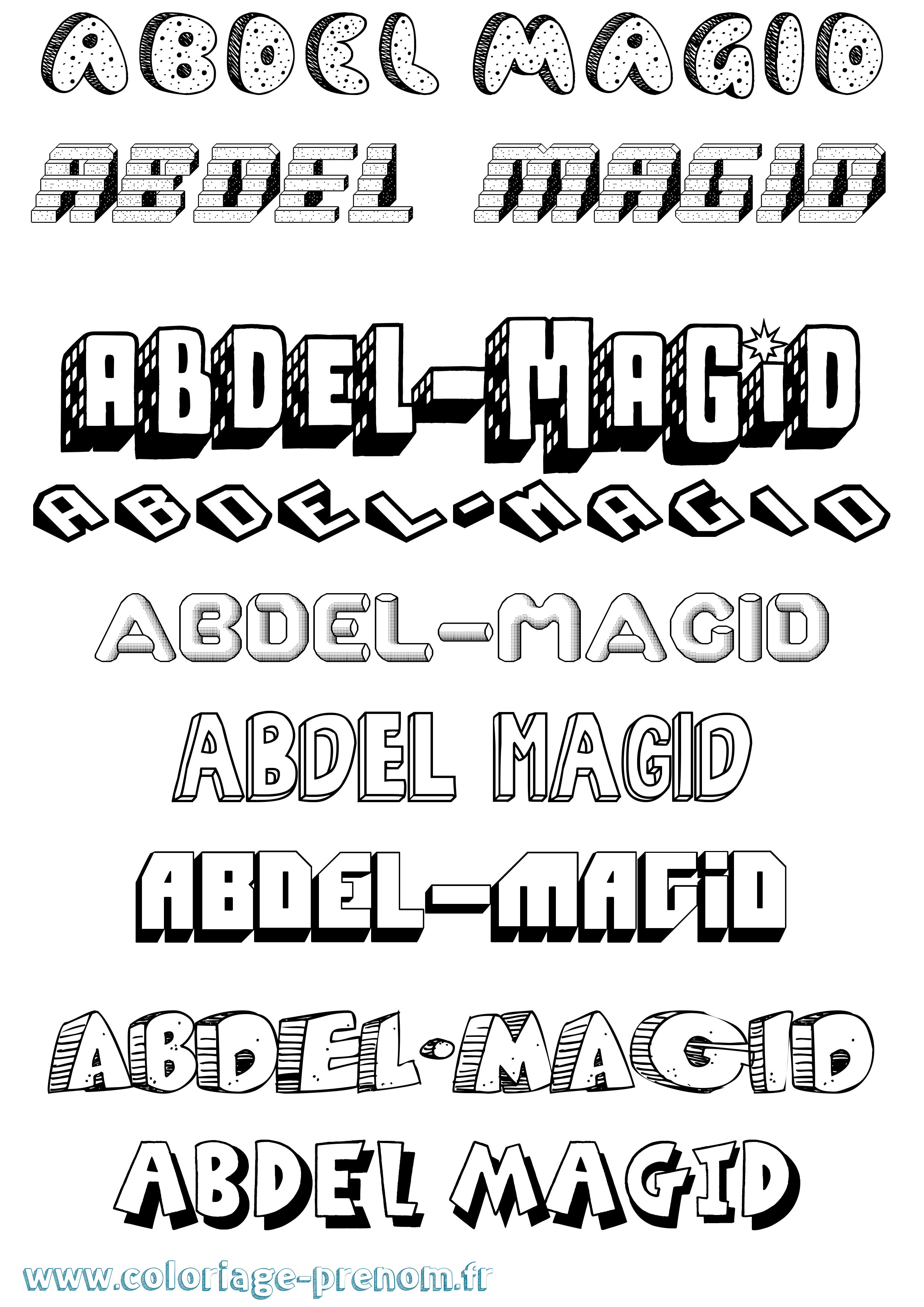 Coloriage Abdel-Magid Effet 3D Coloriage prénom Abdel-Magid Effet 3D