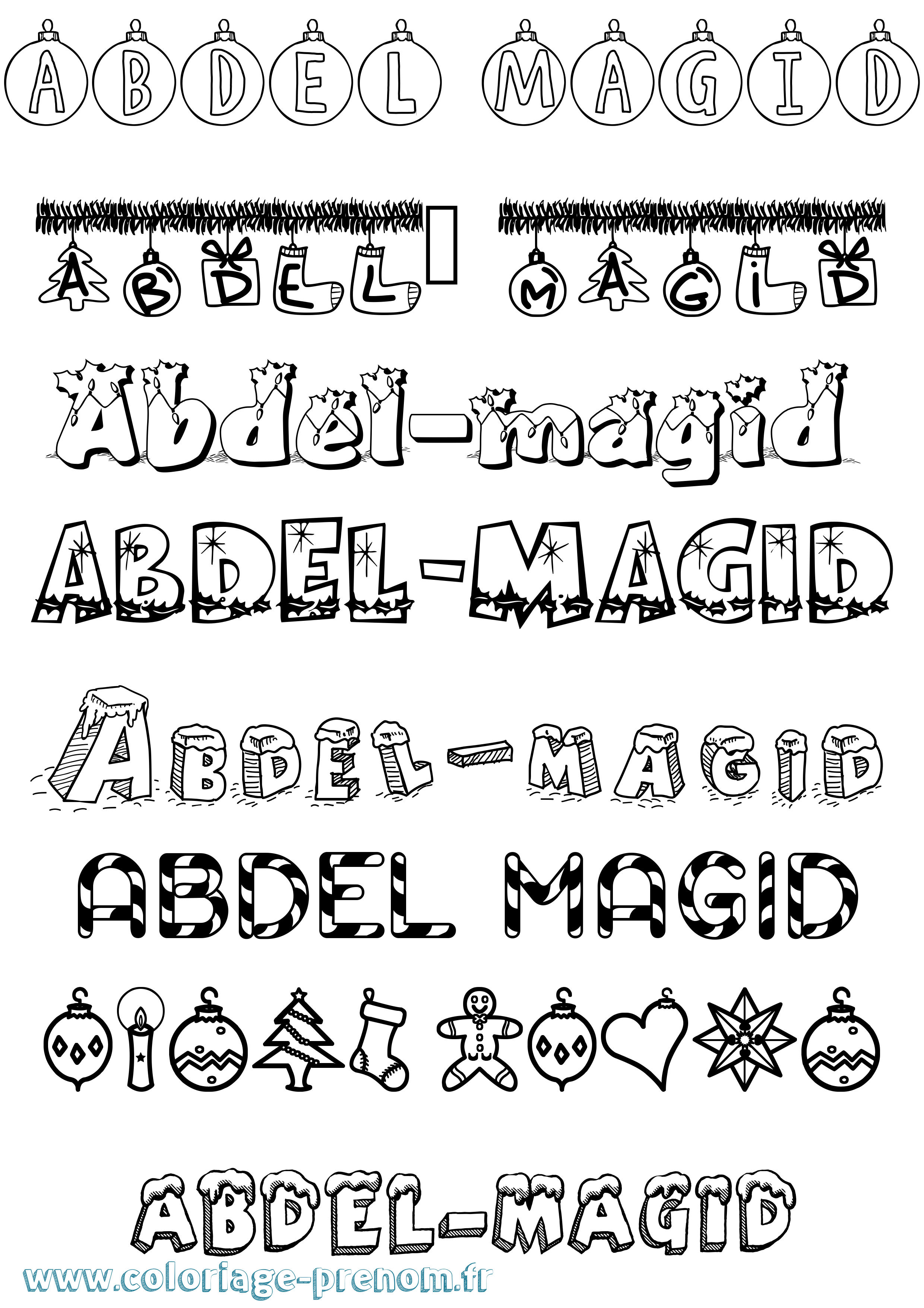 Coloriage prénom Abdel-Magid Noël