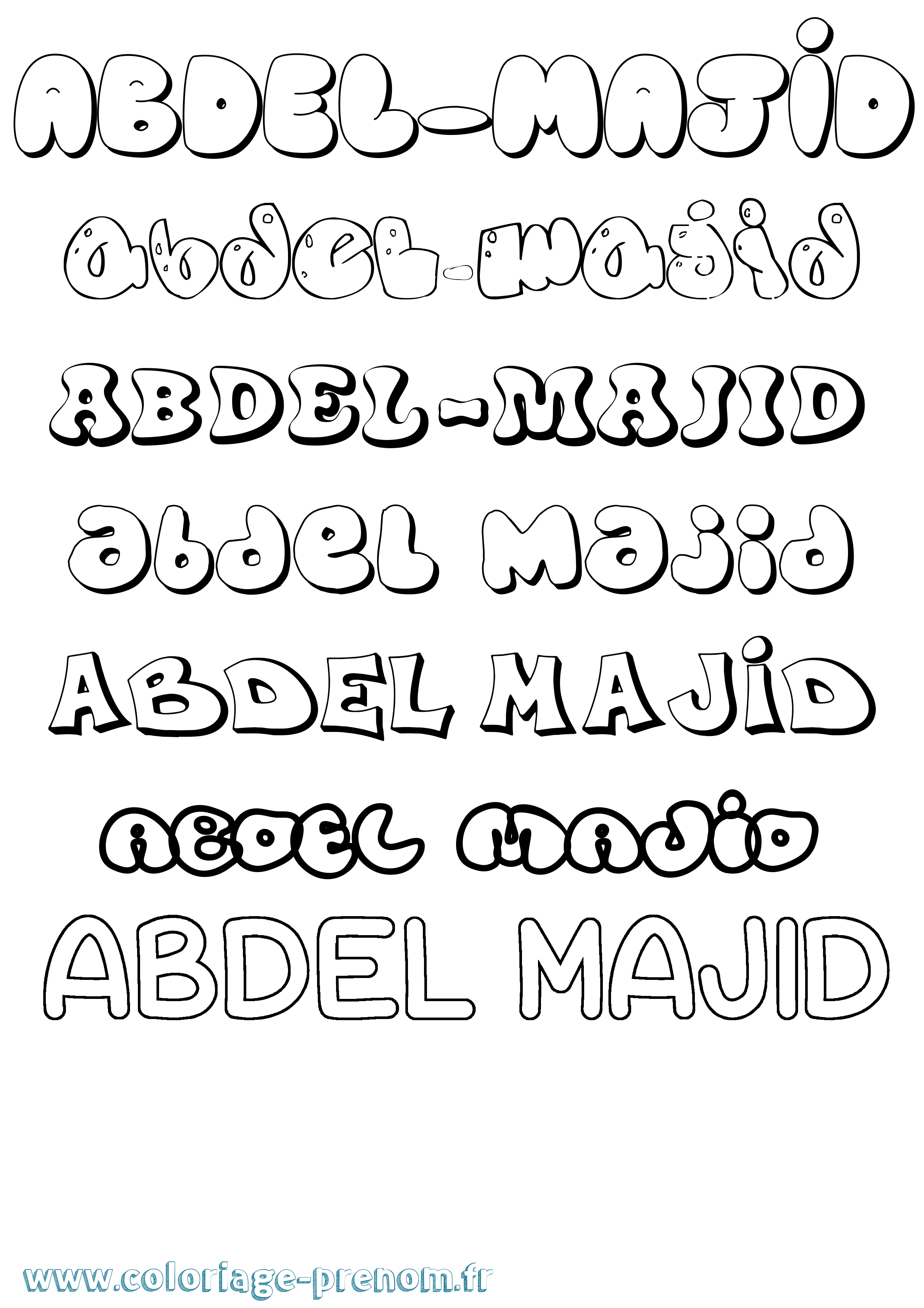 Coloriage Abdel-Majid Bubble Coloriage prénom Abdel-Majid Bubble