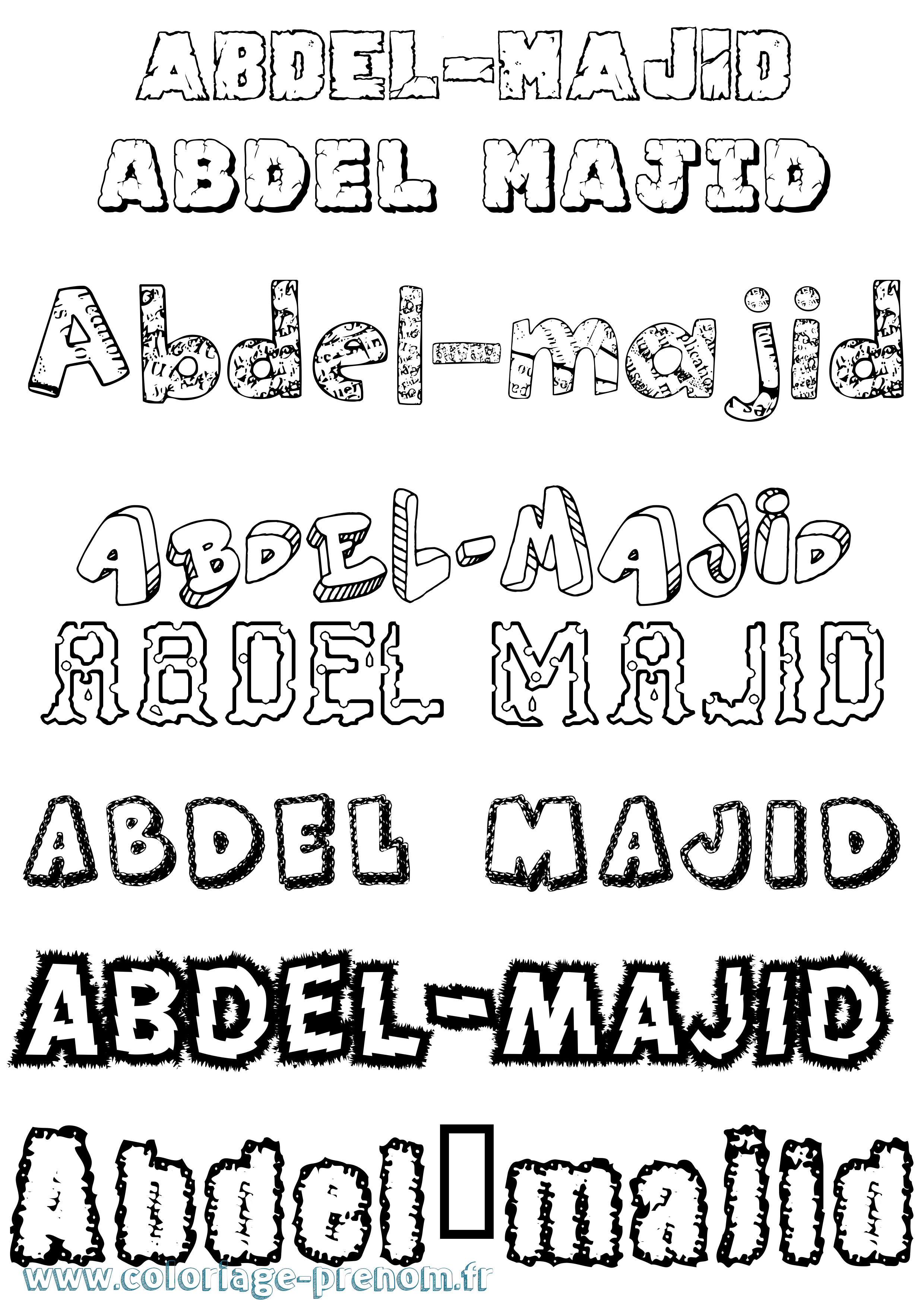 Coloriage prénom Abdel-Majid Destructuré