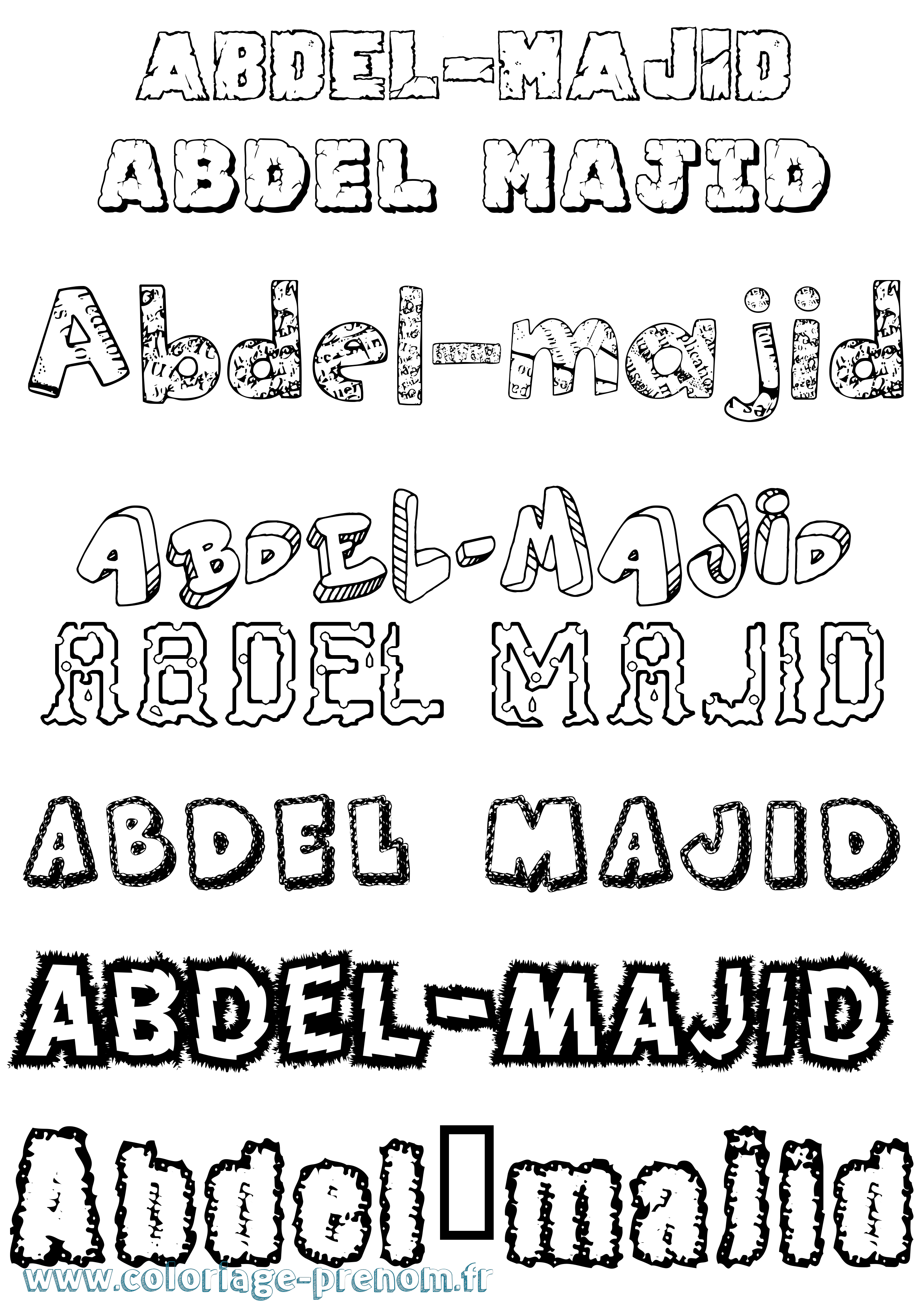 Coloriage Abdel-Majid Destructuré Coloriage prénom Abdel-Majid Destructuré