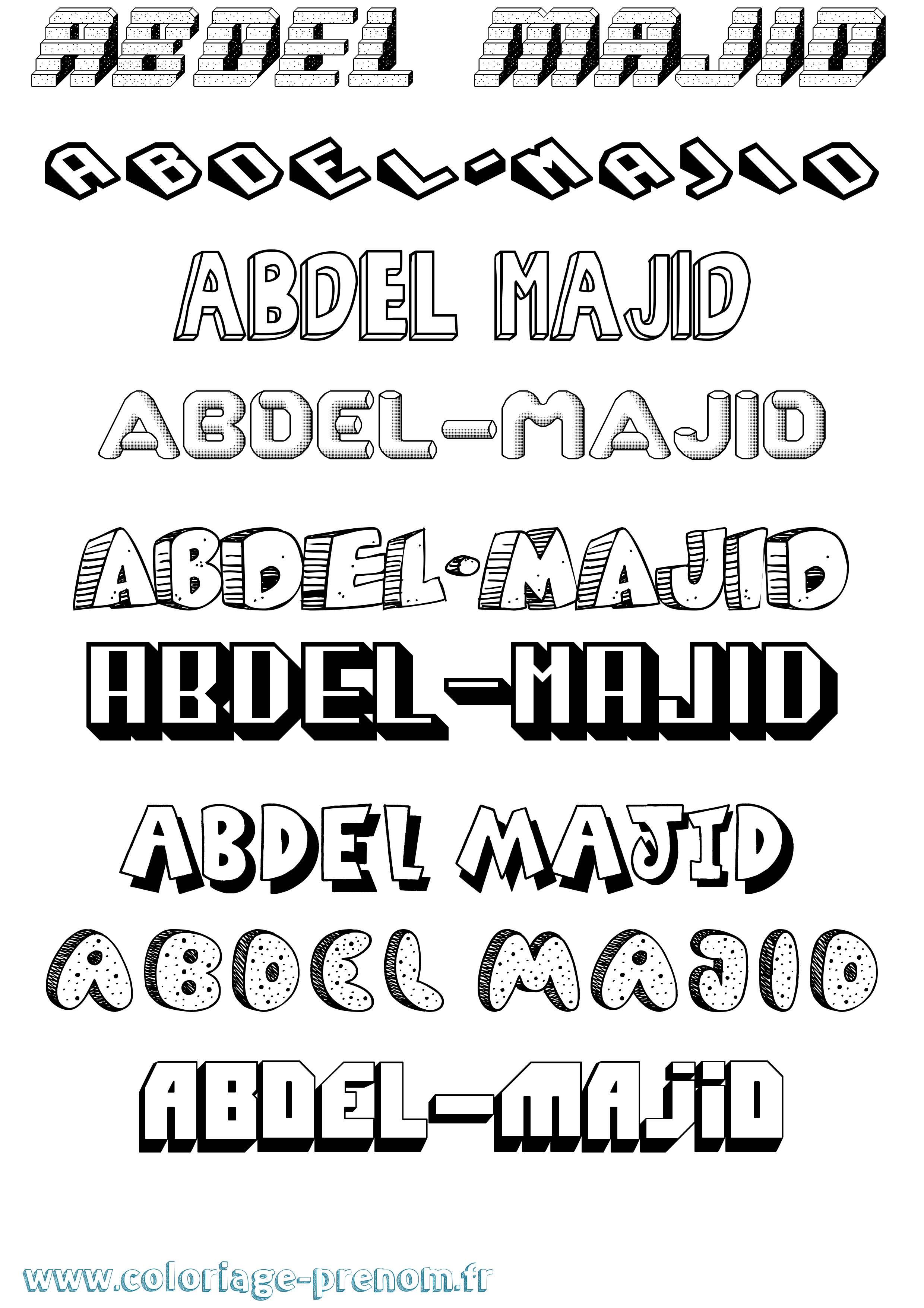 Coloriage Abdel-Majid Effet 3D Coloriage prénom Abdel-Majid Effet 3D