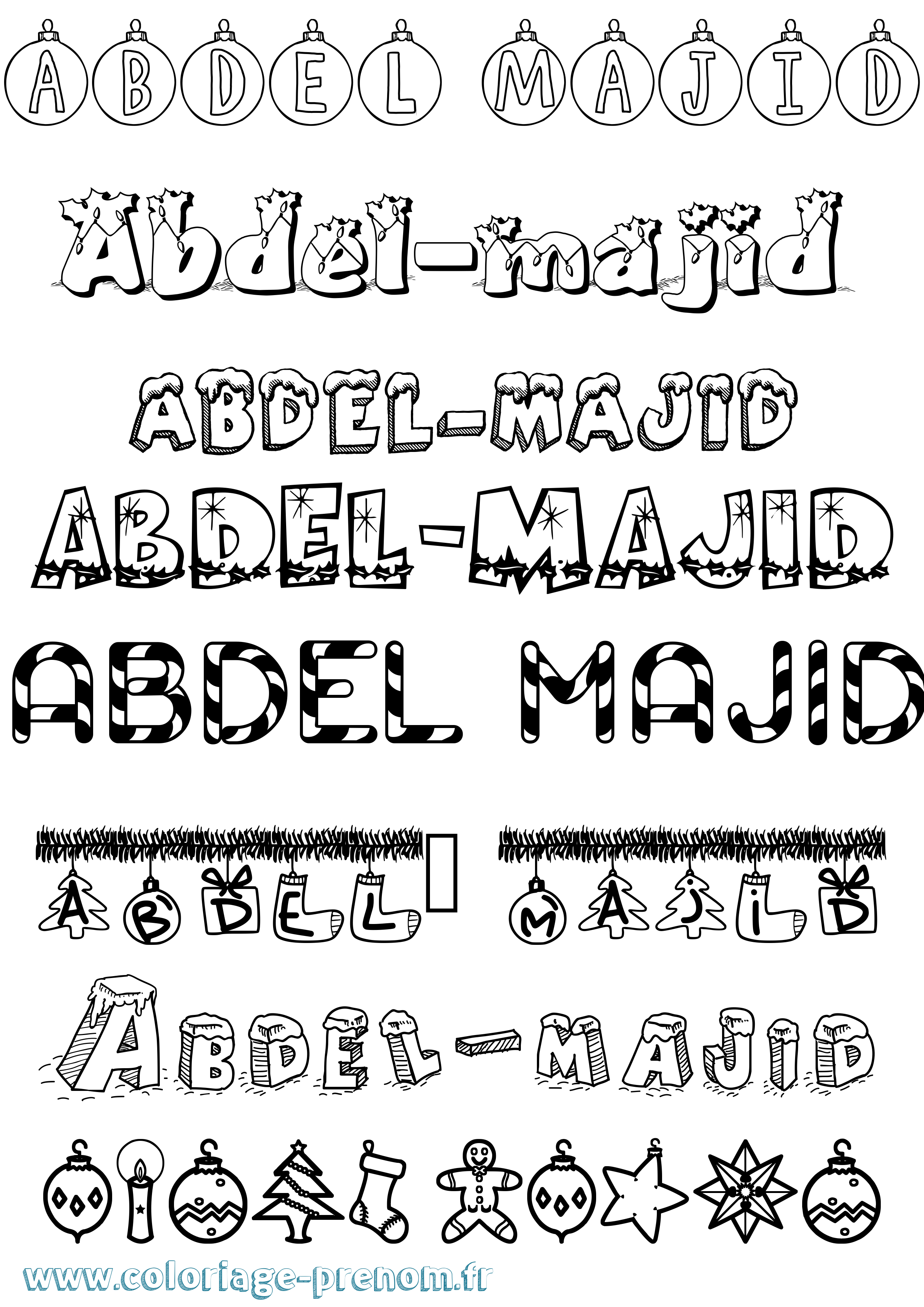 Coloriage Abdel-Majid Noël Coloriage prénom Abdel-Majid Noël