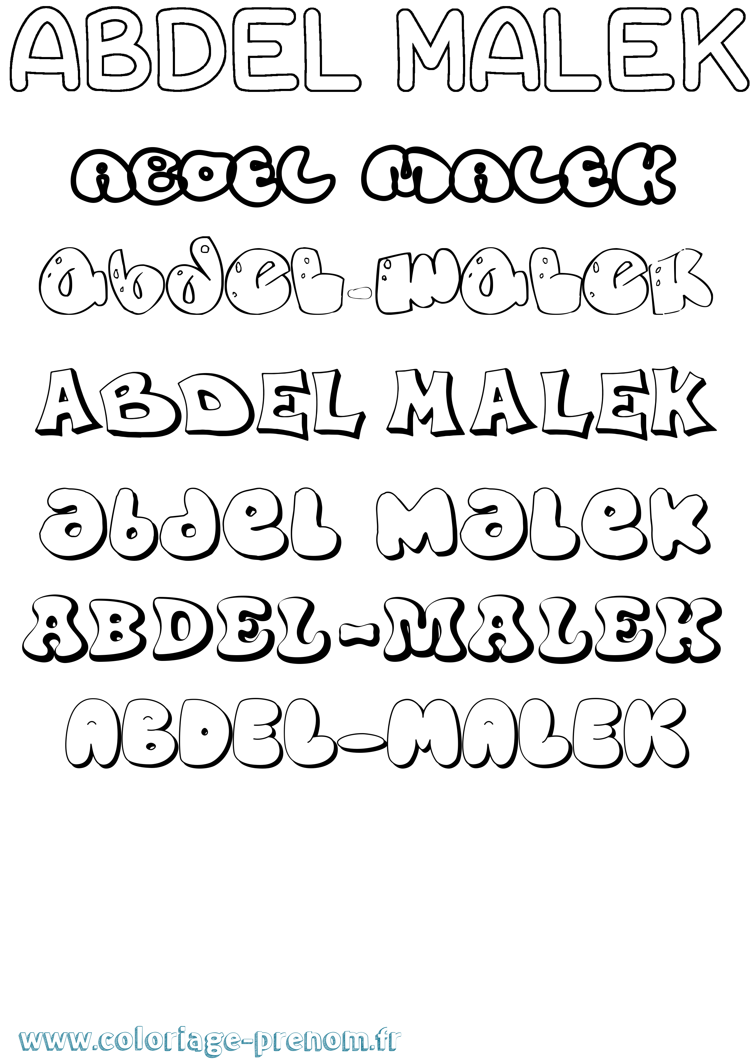 Coloriage prénom Abdel-Malek Bubble