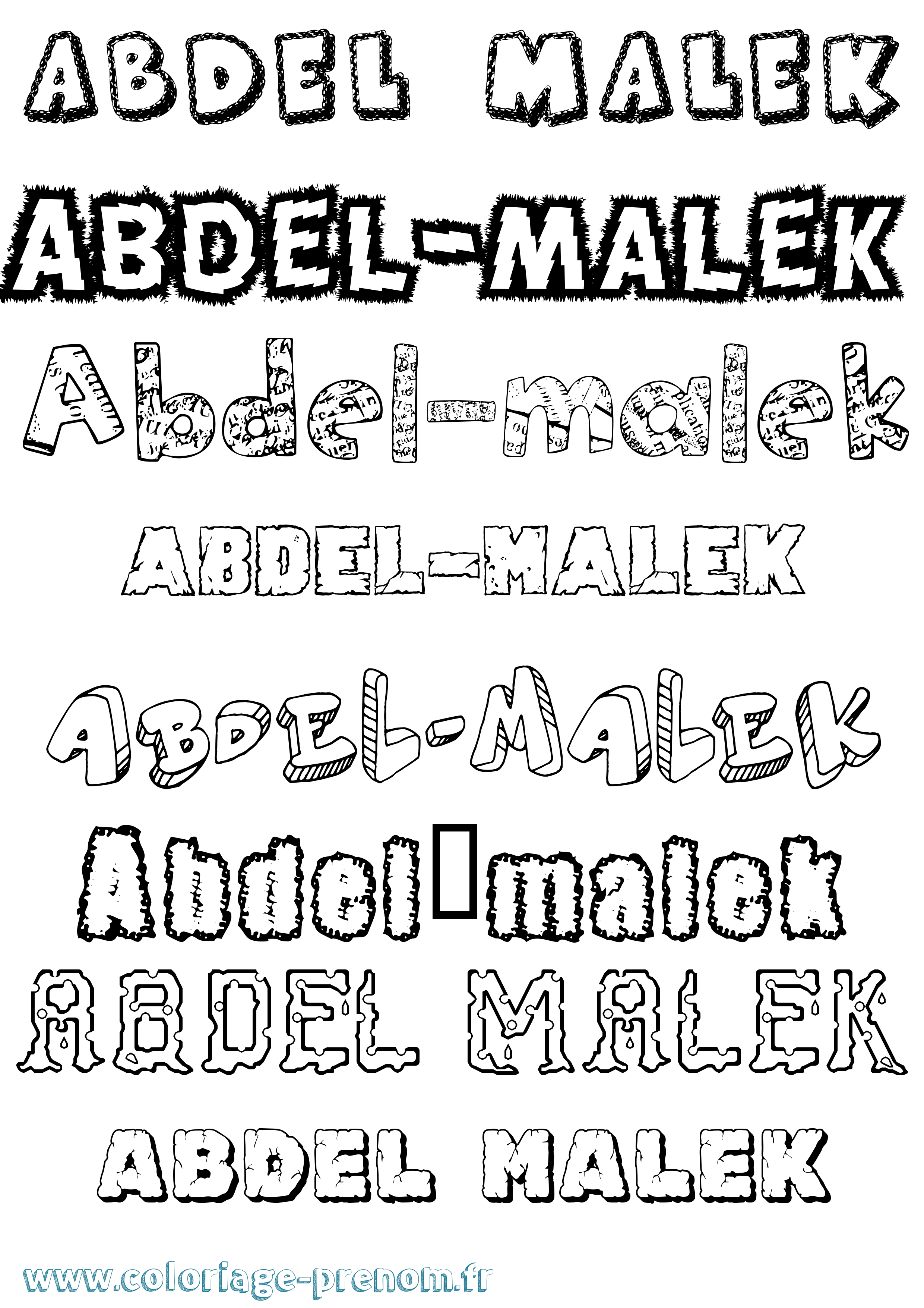 Coloriage prénom Abdel-Malek Destructuré