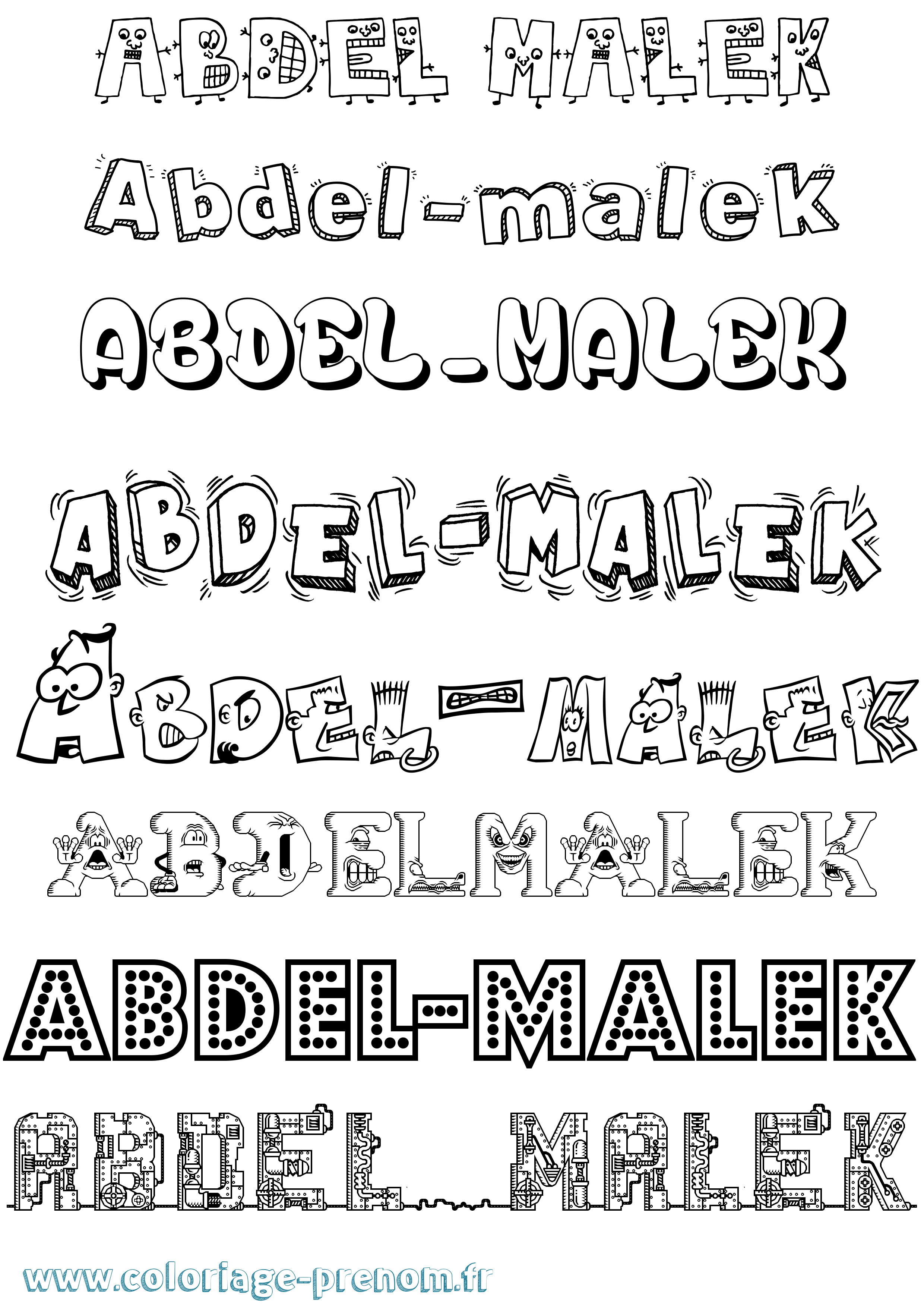 Coloriage prénom Abdel-Malek Fun