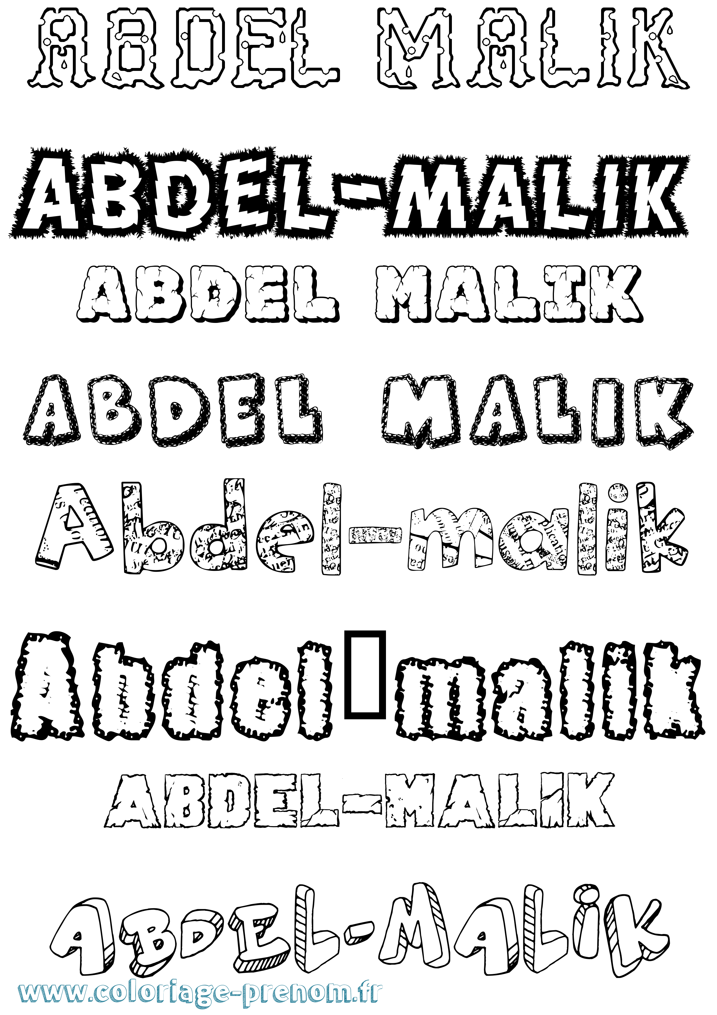 Coloriage prénom Abdel-Malik Destructuré