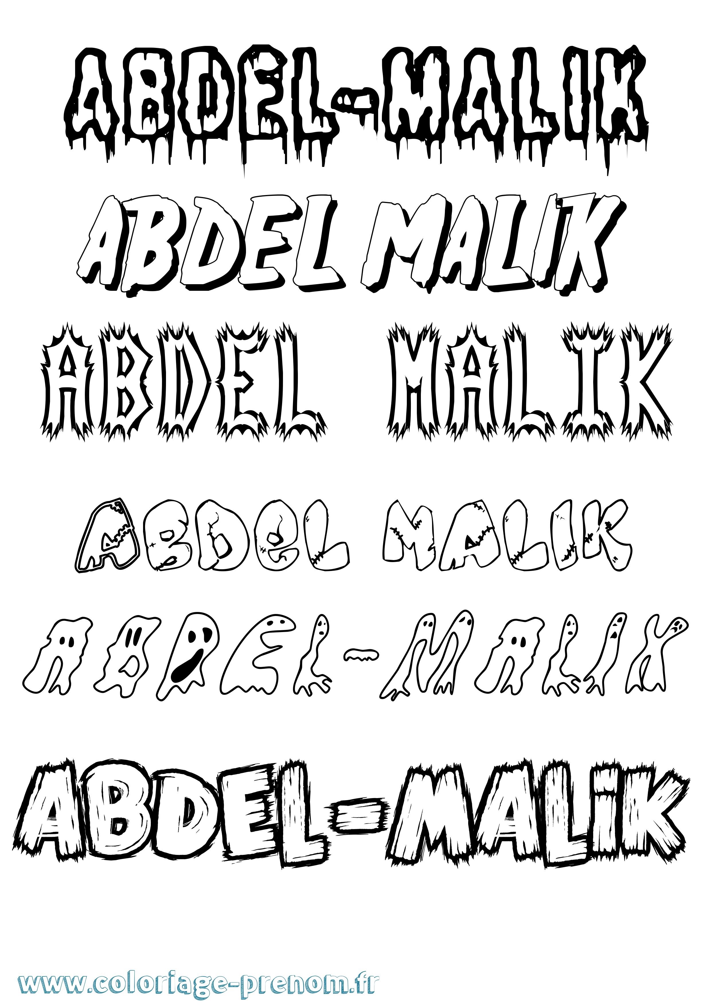 Coloriage prénom Abdel-Malik Frisson