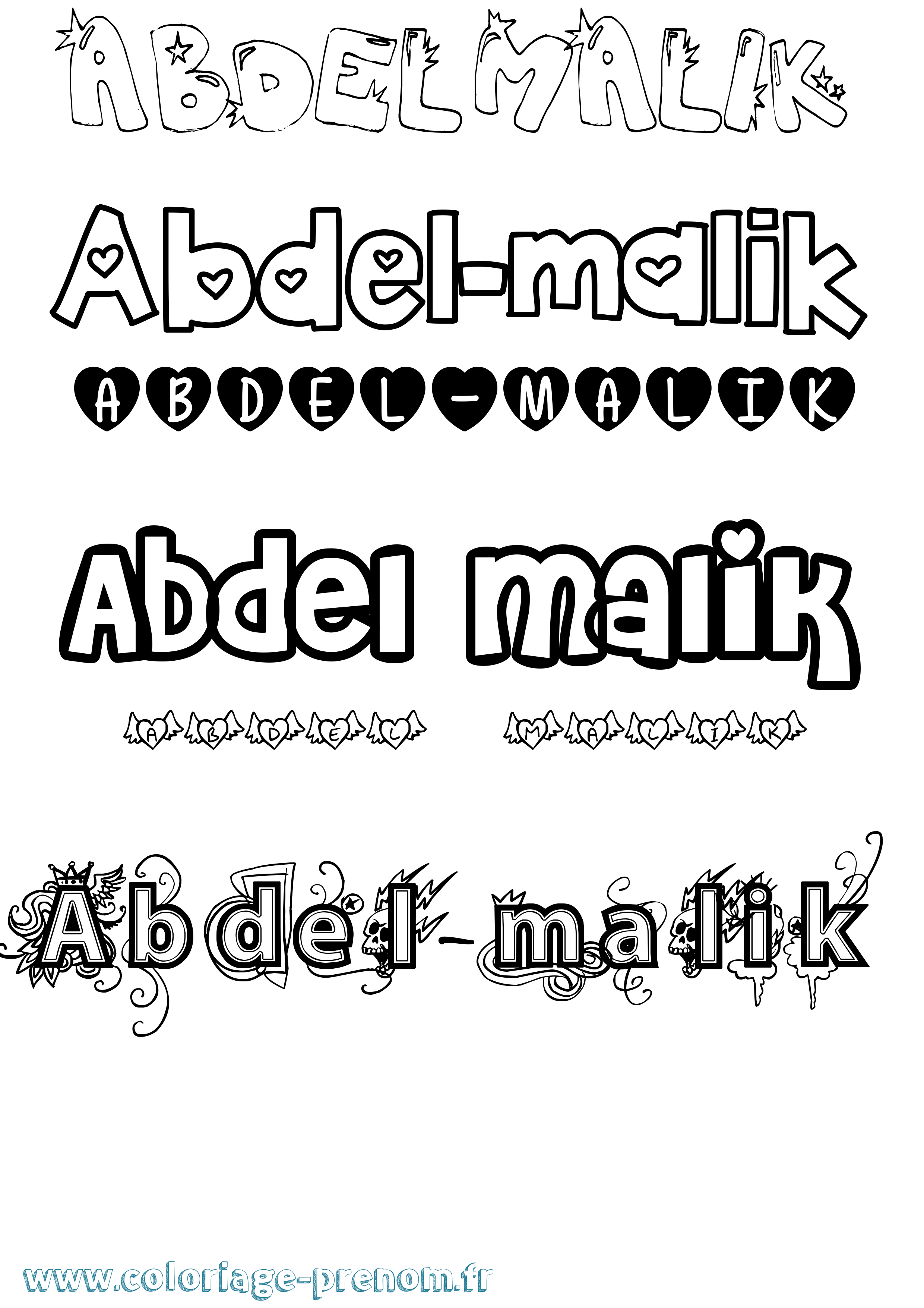 Coloriage prénom Abdel-Malik Girly