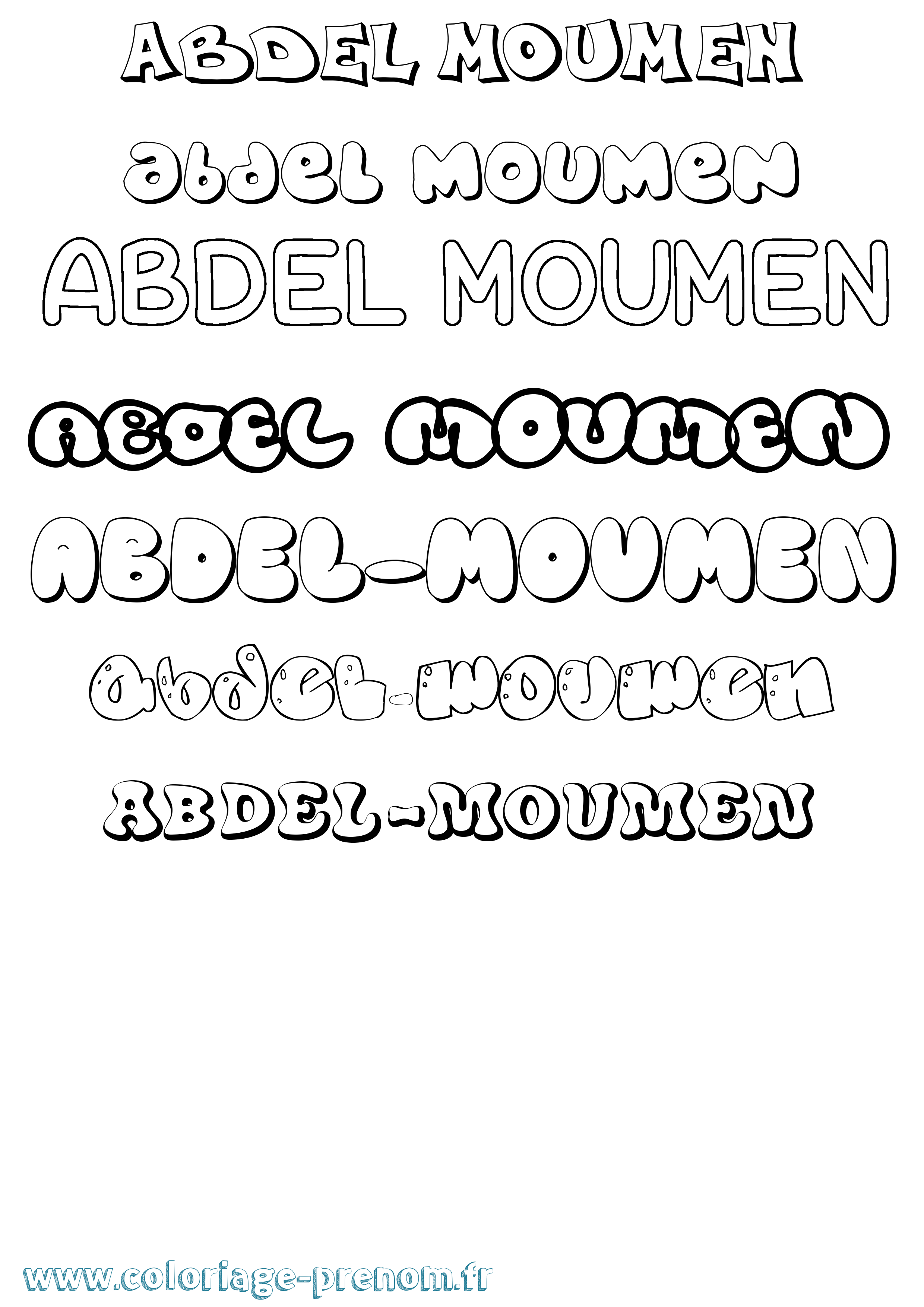 Coloriage prénom Abdel-Moumen Bubble