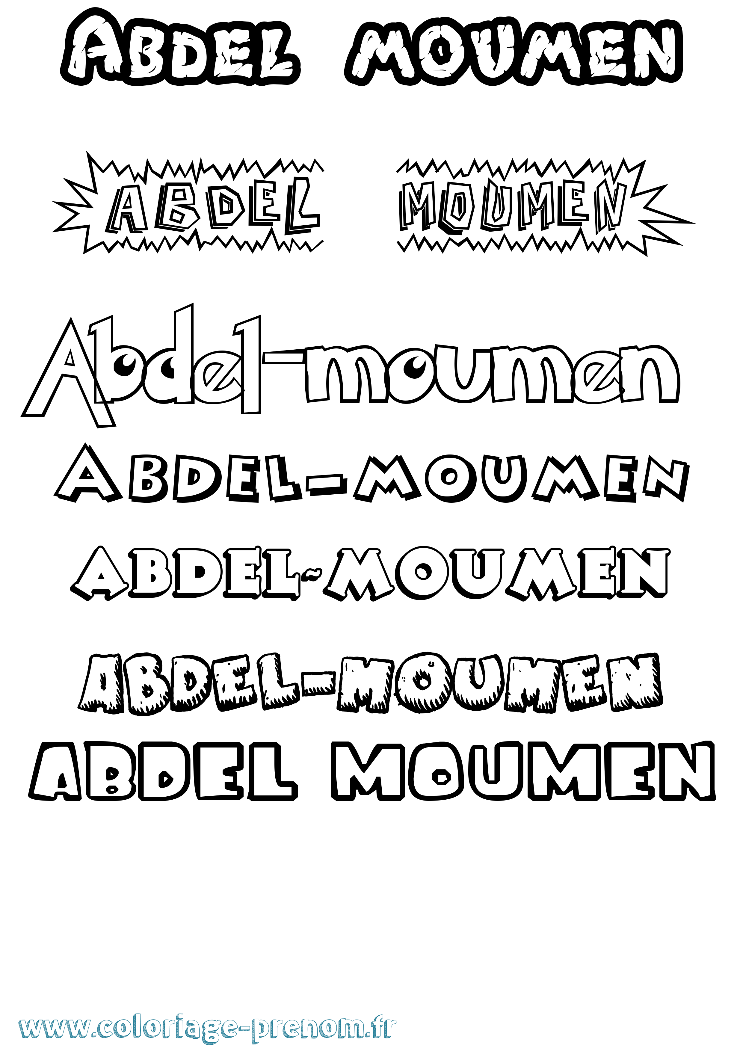 Coloriage prénom Abdel-Moumen Dessin Animé