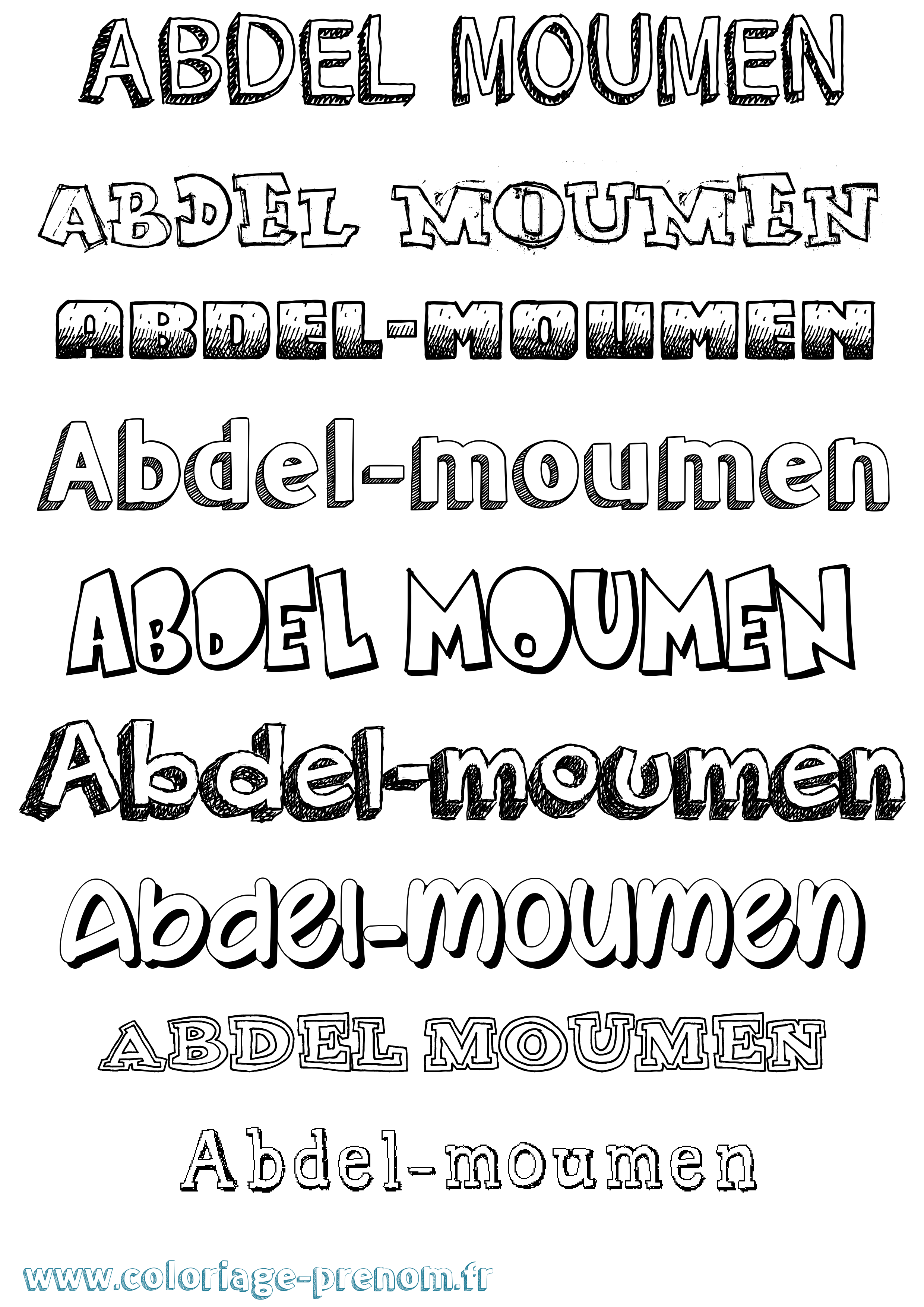 Coloriage prénom Abdel-Moumen Dessiné