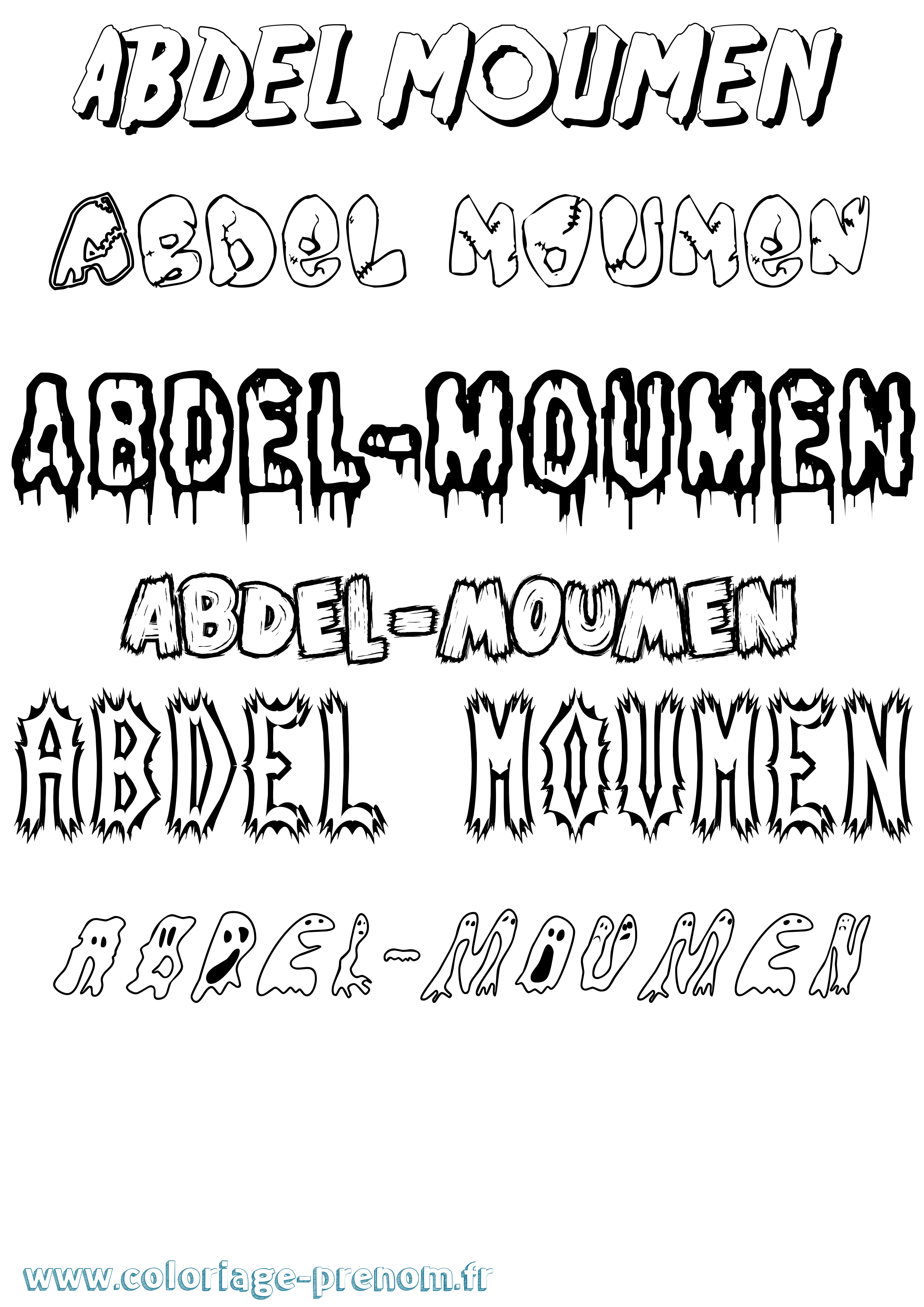 Coloriage prénom Abdel-Moumen Frisson