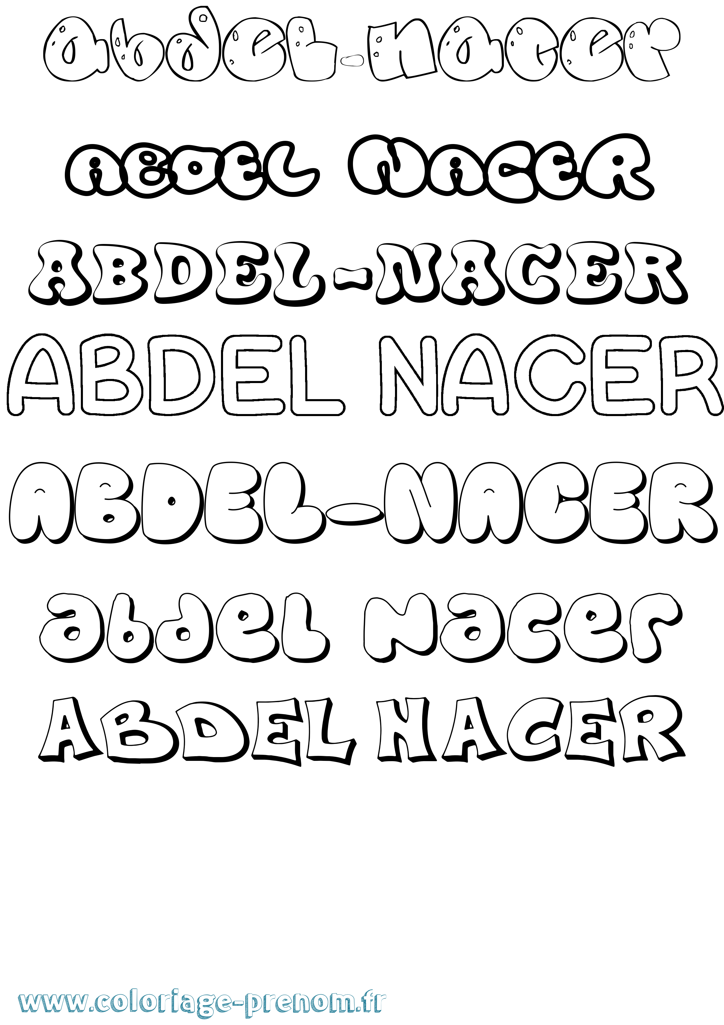 Coloriage prénom Abdel-Nacer Bubble