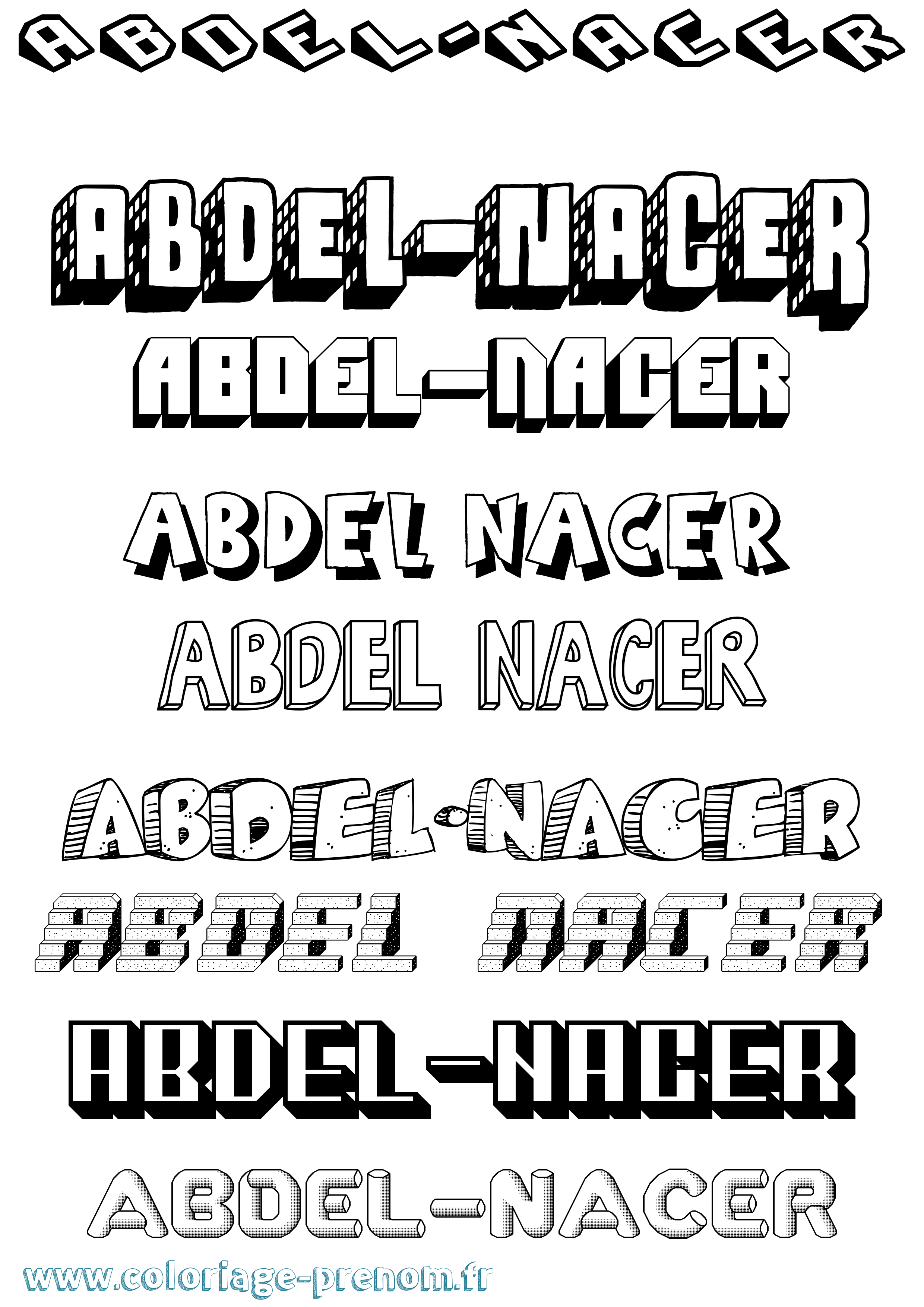 Coloriage prénom Abdel-Nacer Effet 3D