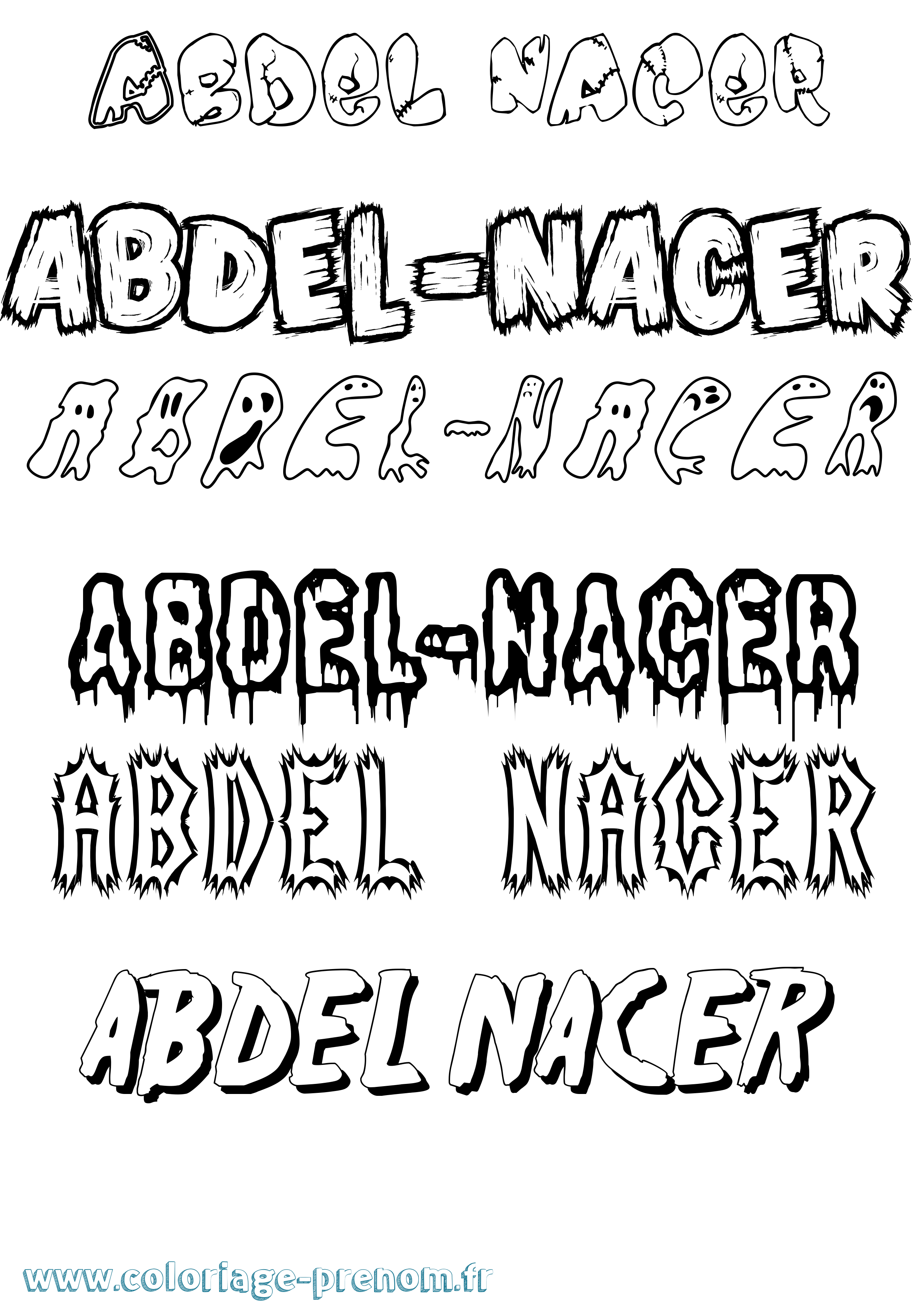 Coloriage prénom Abdel-Nacer Frisson