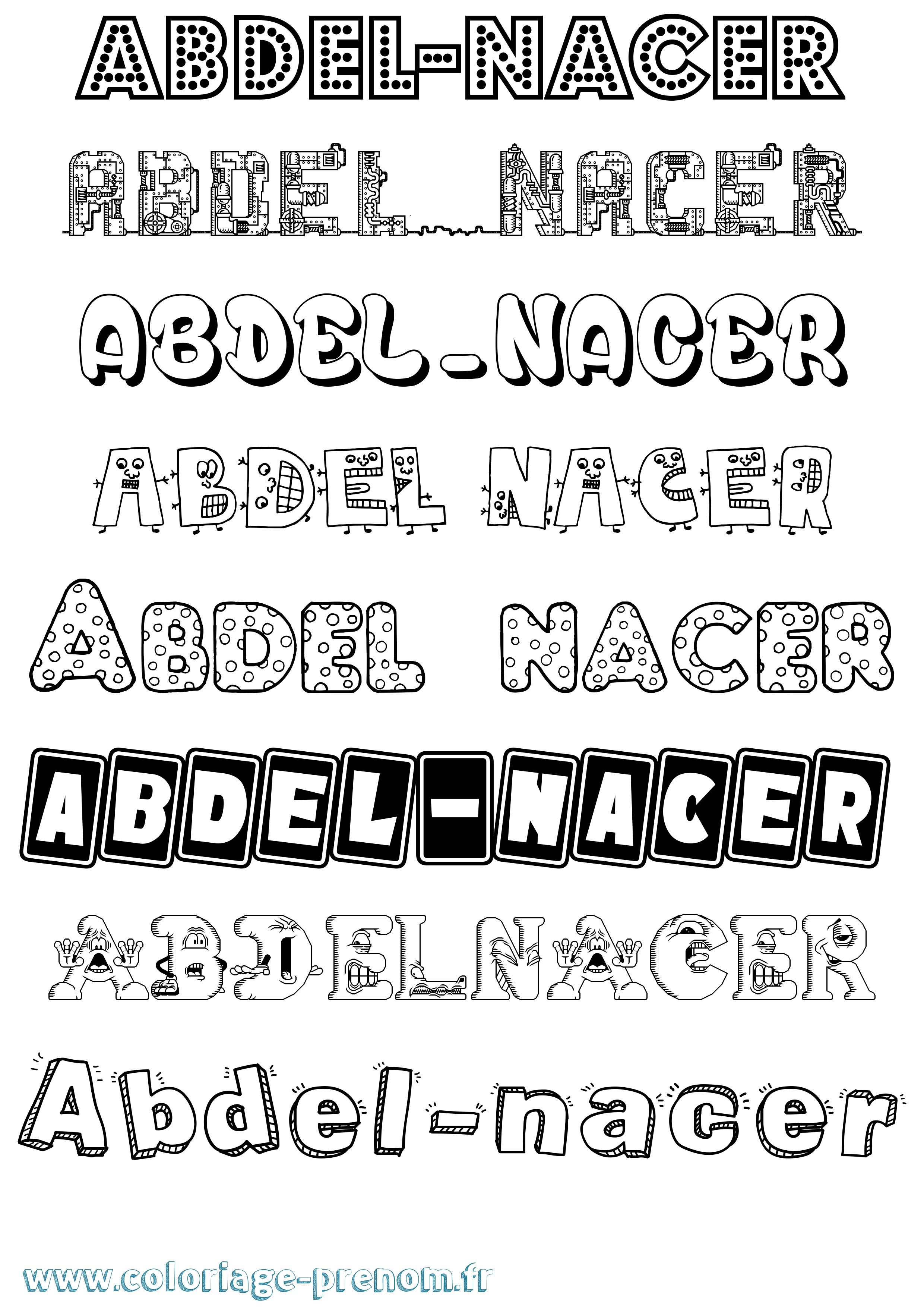 Coloriage prénom Abdel-Nacer Fun