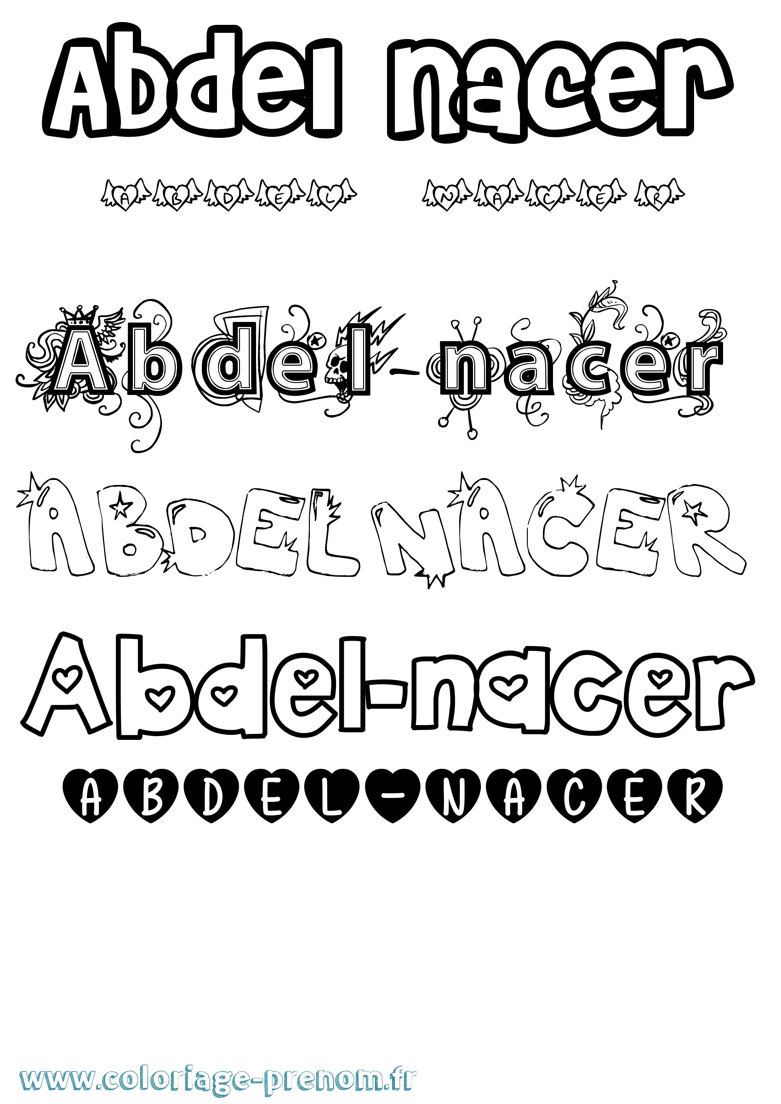 Coloriage prénom Abdel-Nacer Girly