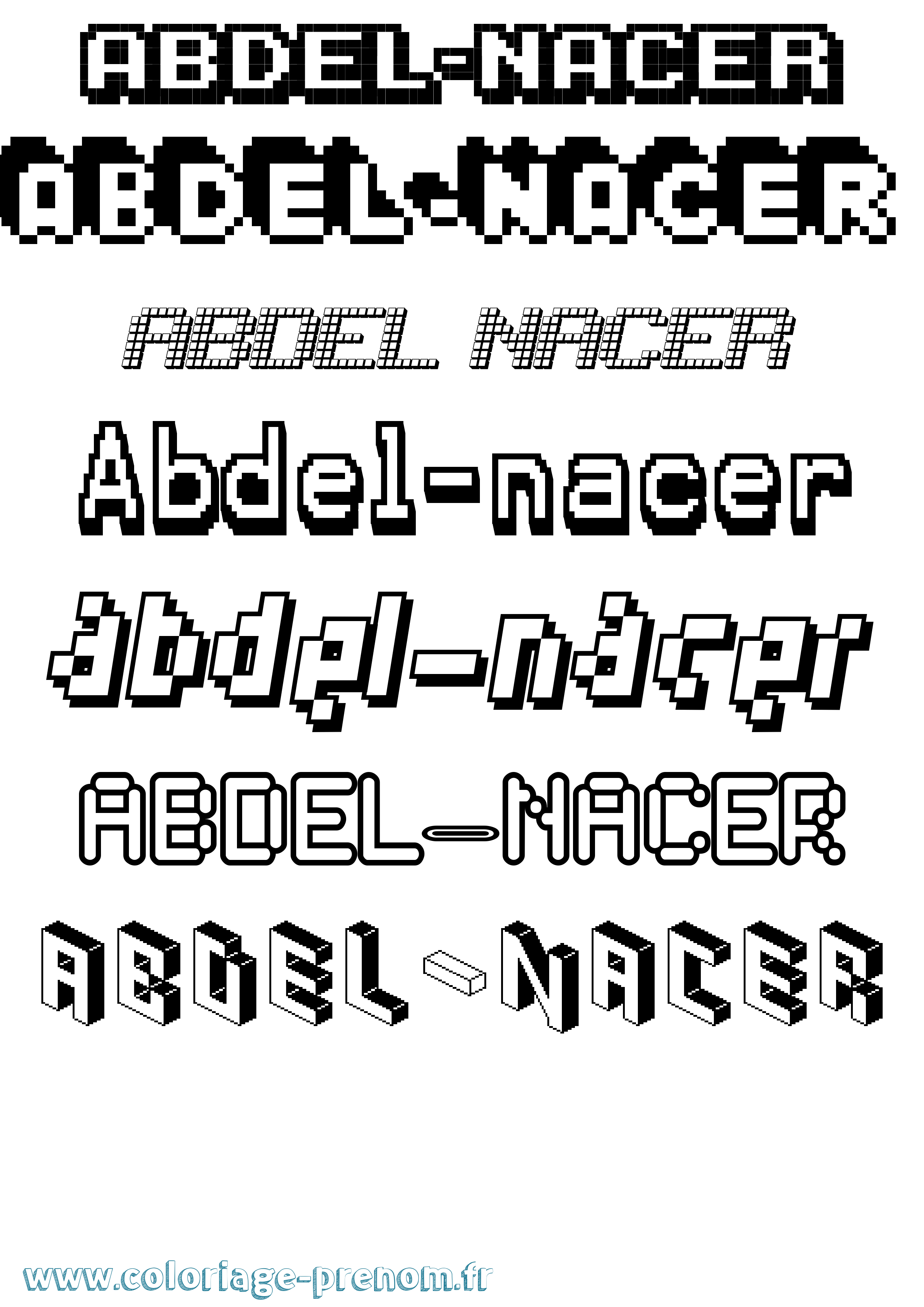 Coloriage prénom Abdel-Nacer Pixel