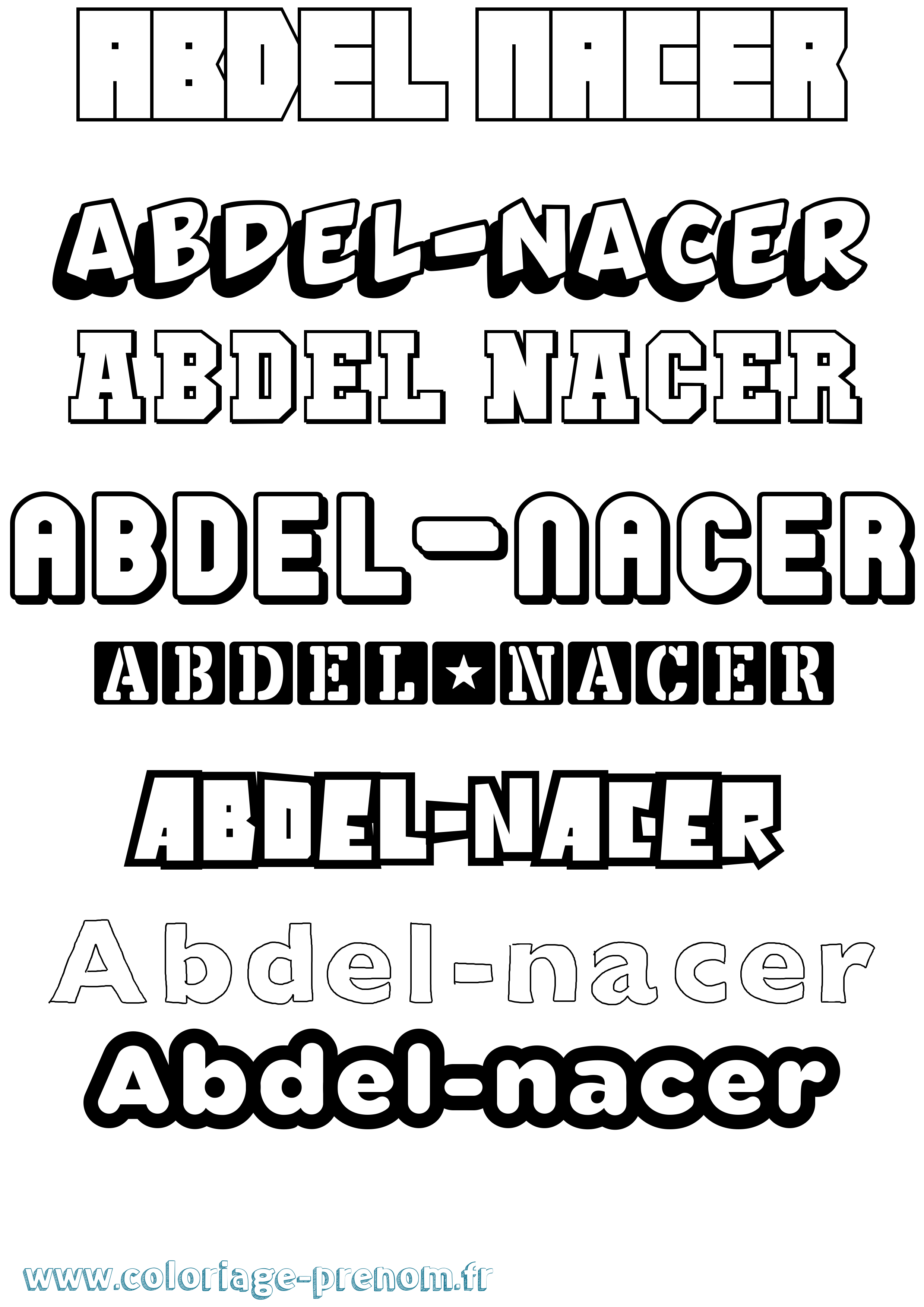 Coloriage prénom Abdel-Nacer Simple