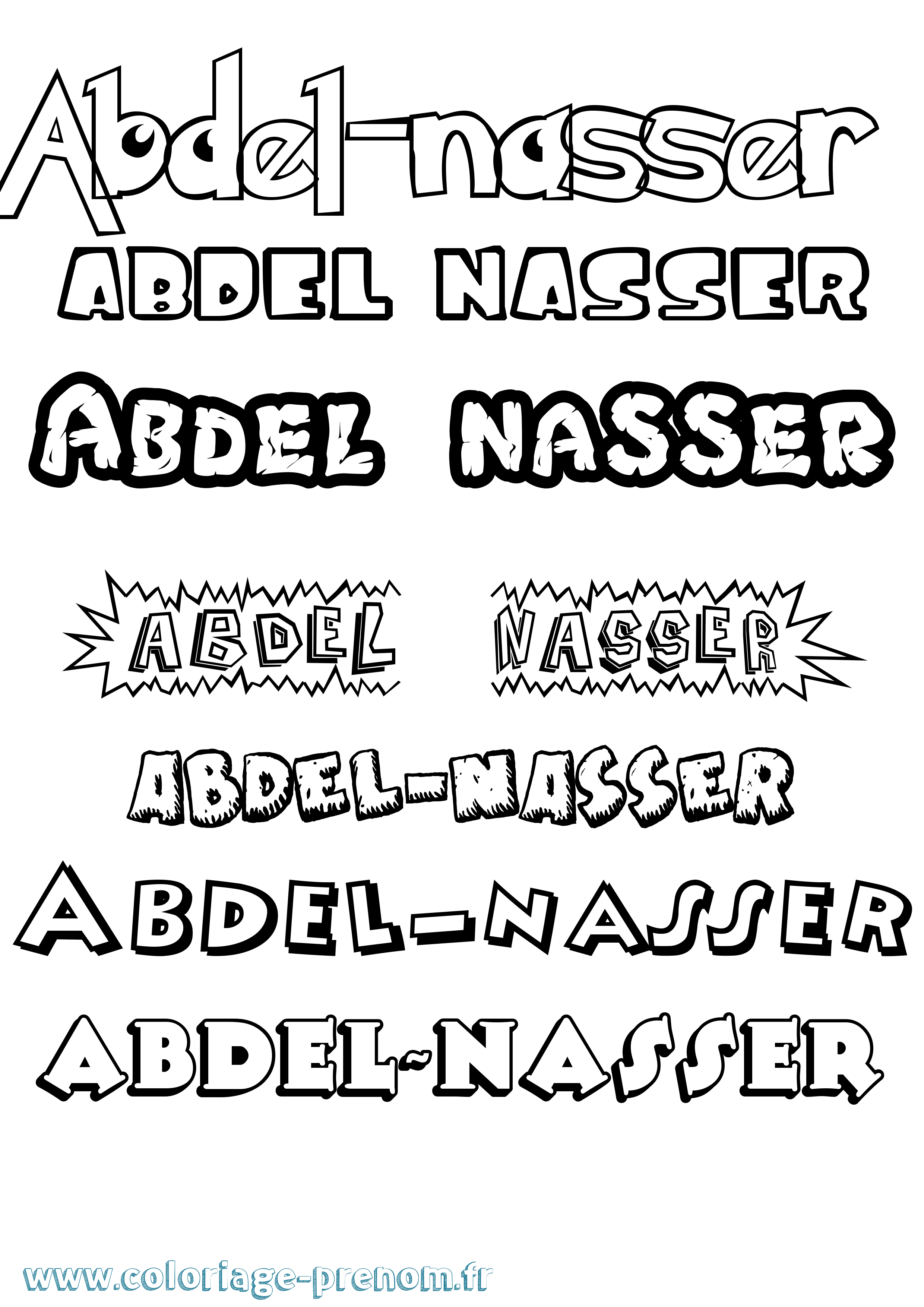 Coloriage prénom Abdel-Nasser Dessin Animé