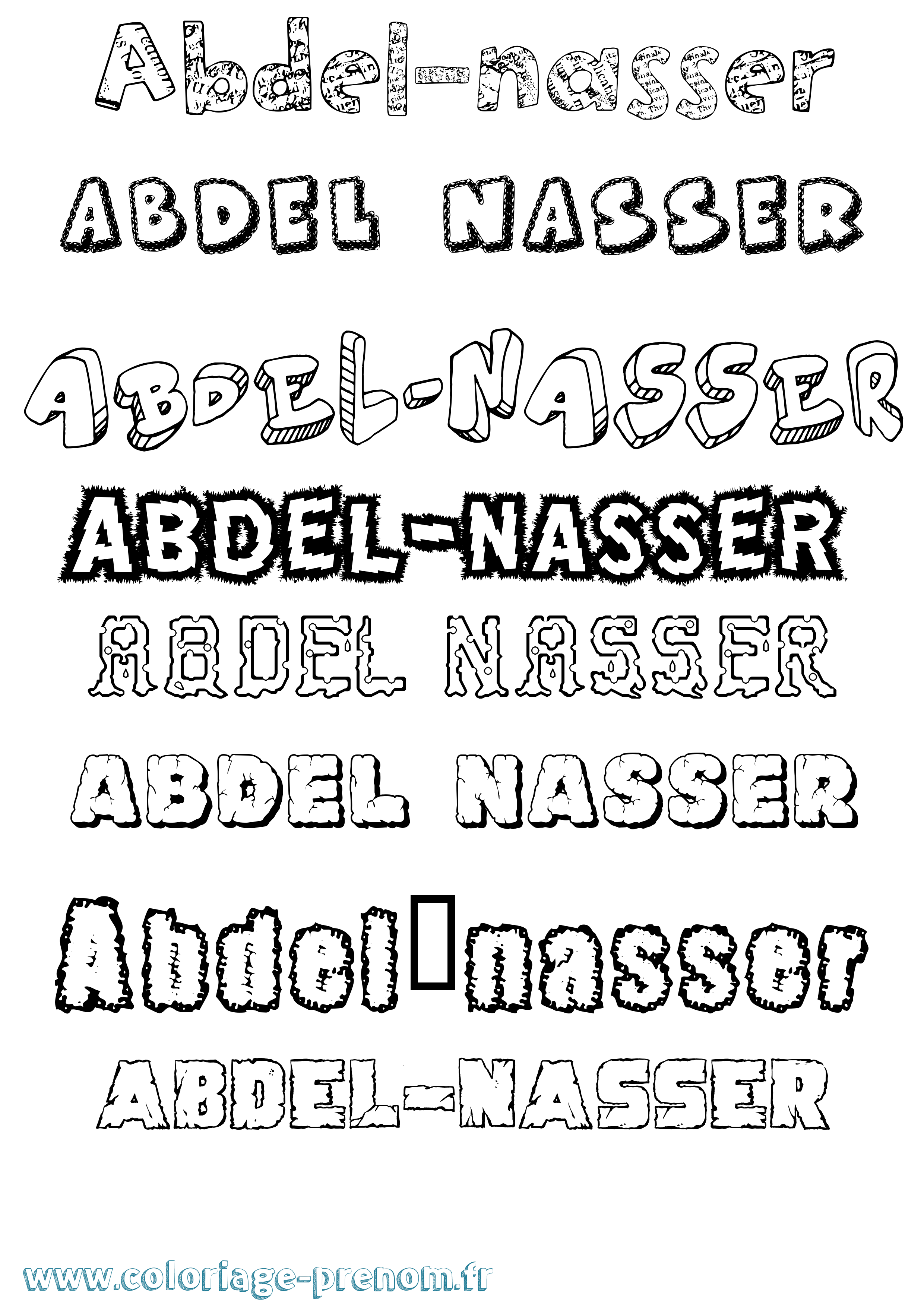 Coloriage prénom Abdel-Nasser Destructuré