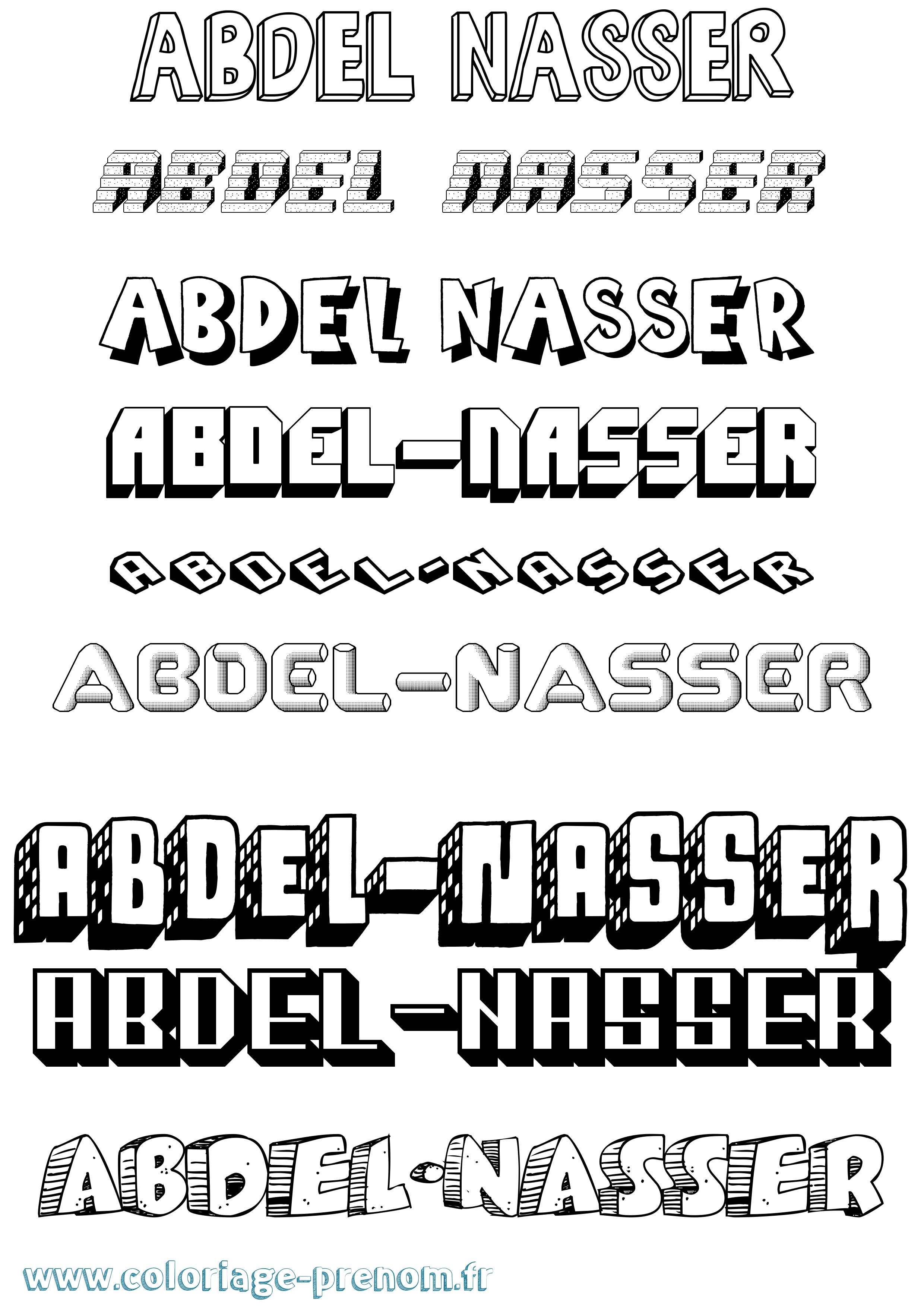 Coloriage prénom Abdel-Nasser Effet 3D