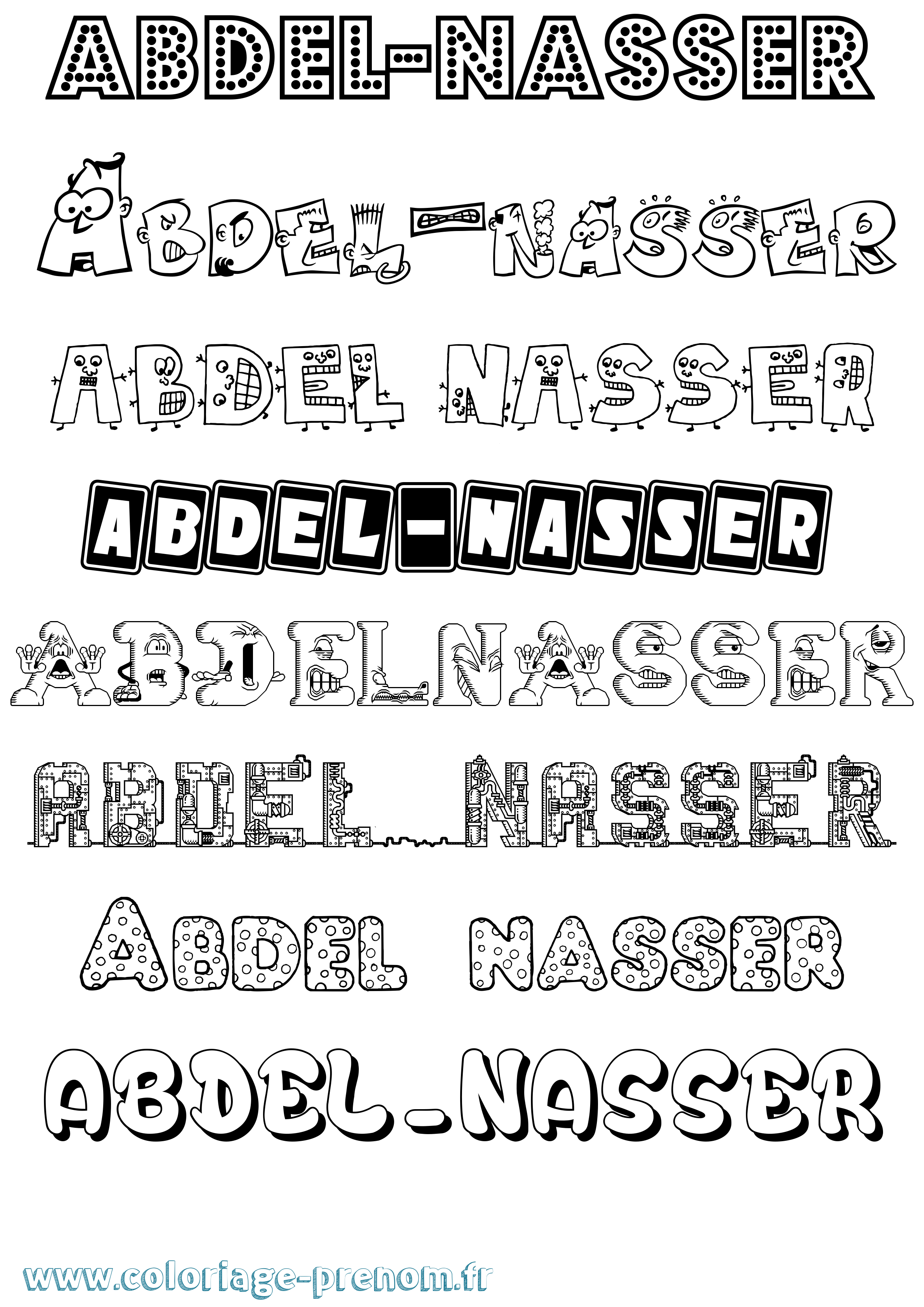 Coloriage prénom Abdel-Nasser Fun