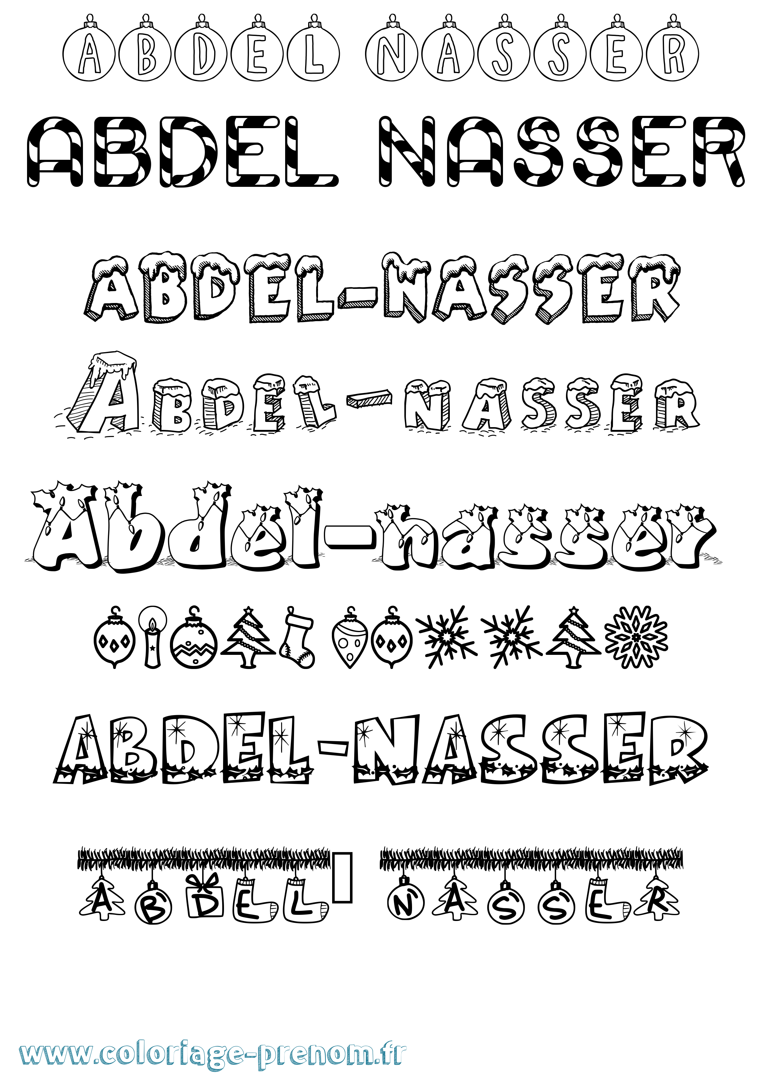 Coloriage prénom Abdel-Nasser Noël