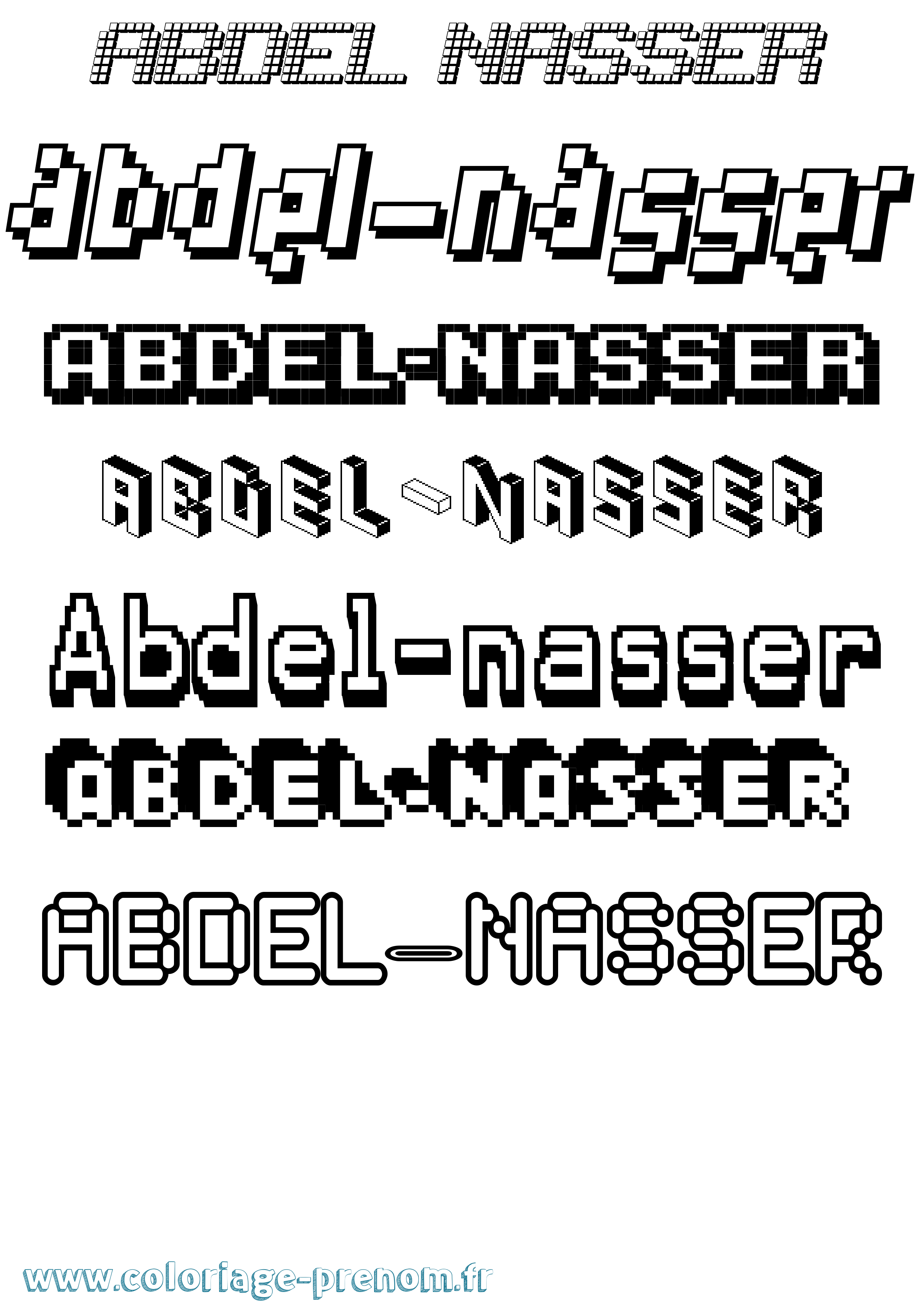 Coloriage prénom Abdel-Nasser Pixel