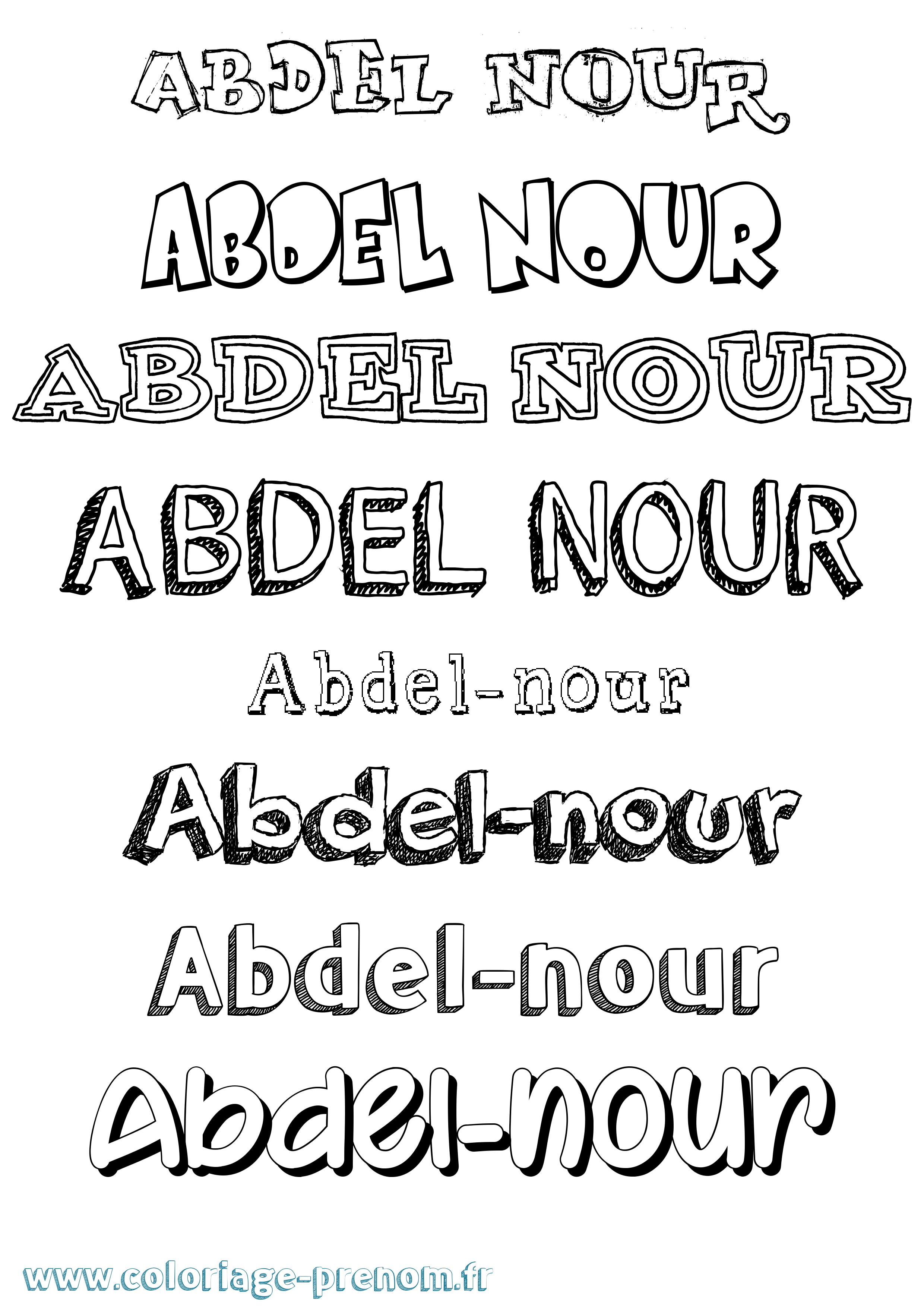 Coloriage Abdel-Nour Dessiné Coloriage prénom Abdel-Nour Dessiné
