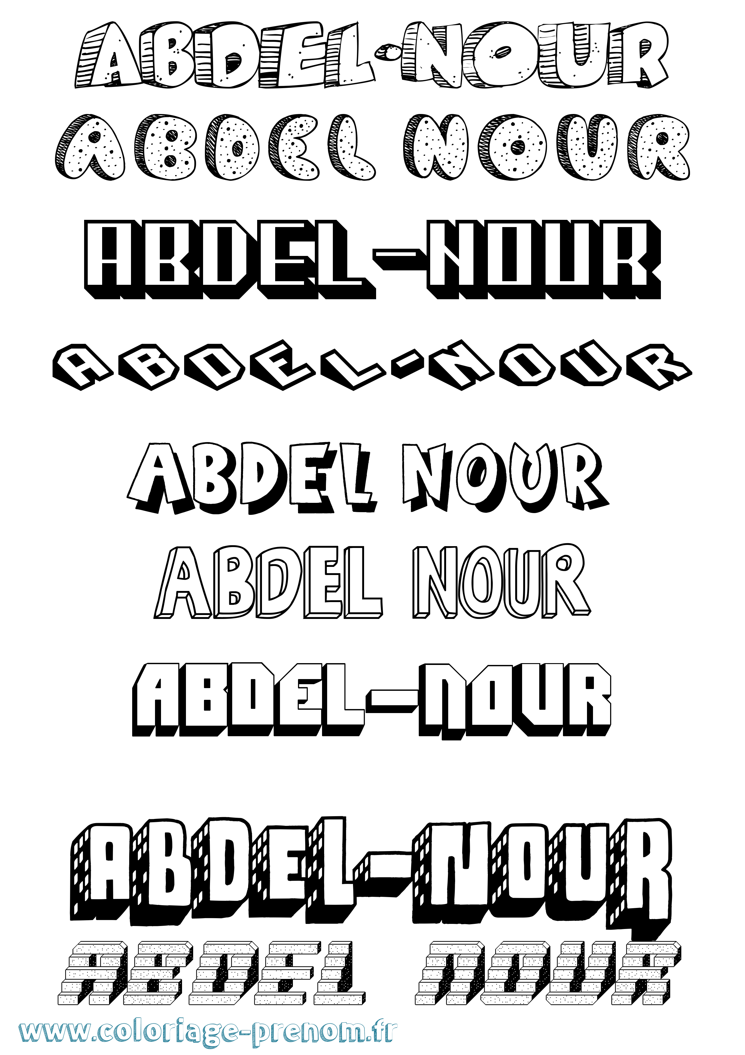 Coloriage Abdel-Nour Effet 3D Coloriage prénom Abdel-Nour Effet 3D