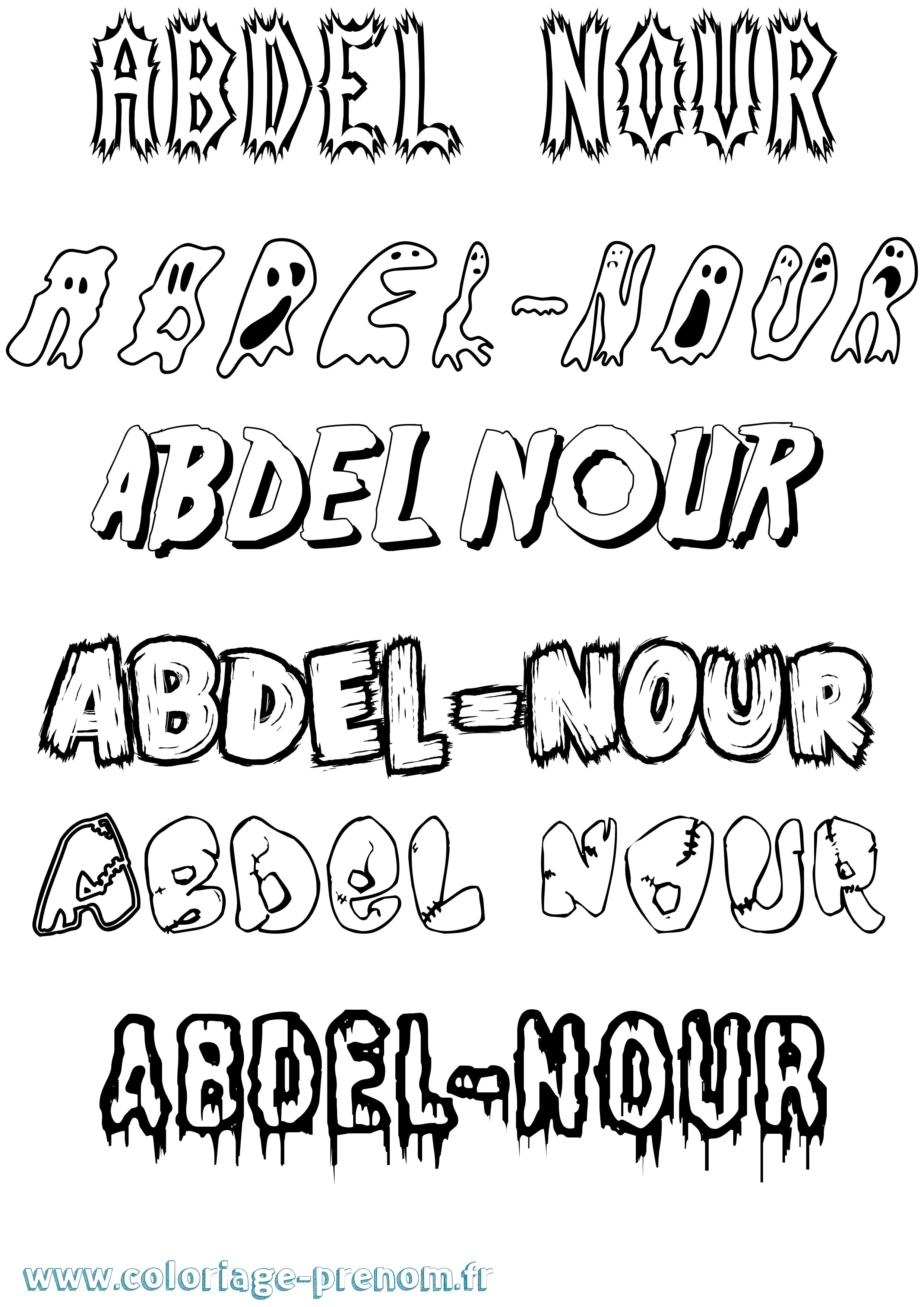 Coloriage prénom Abdel-Nour Frisson