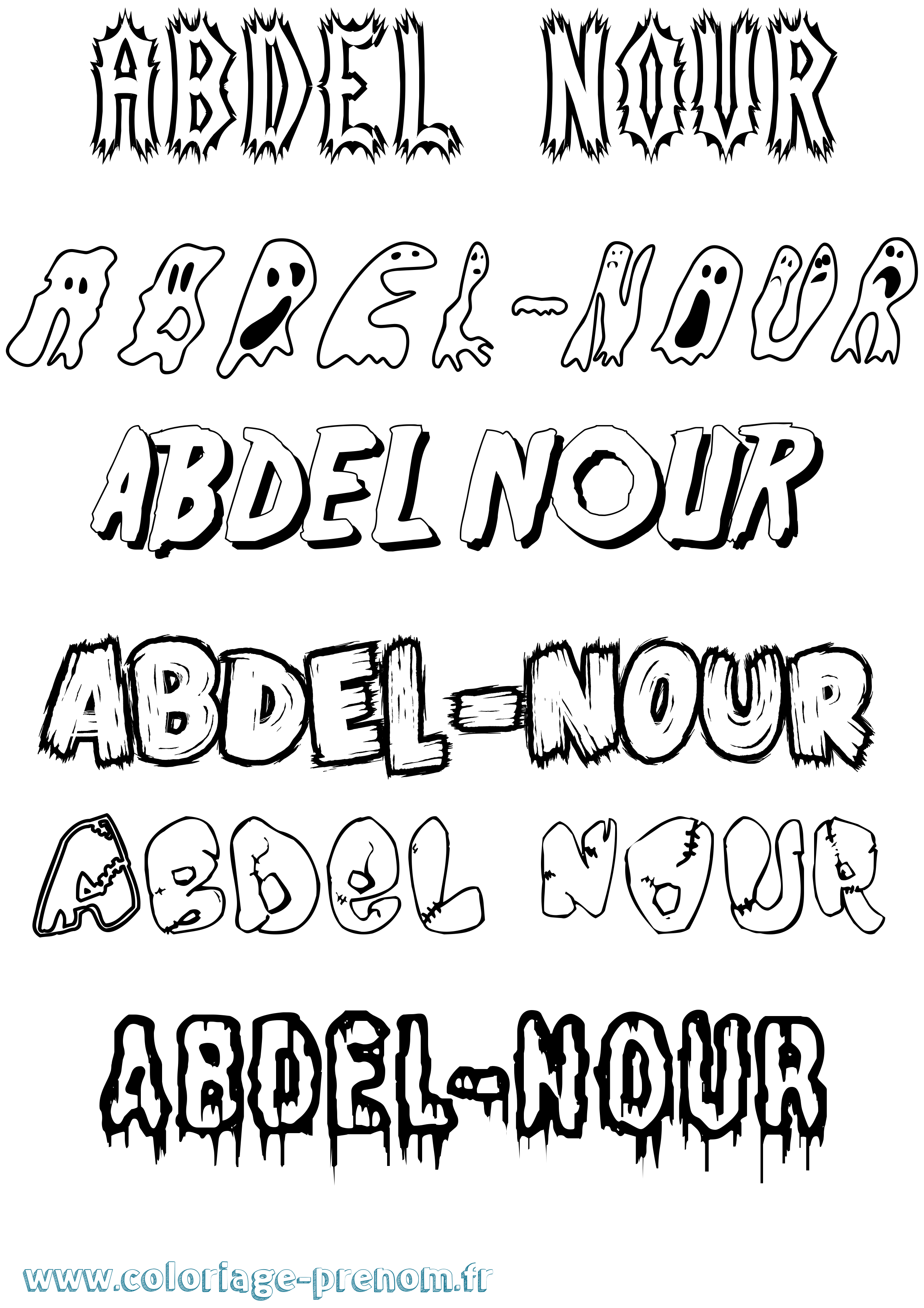 Coloriage Abdel-Nour Frisson Coloriage prénom Abdel-Nour Frisson