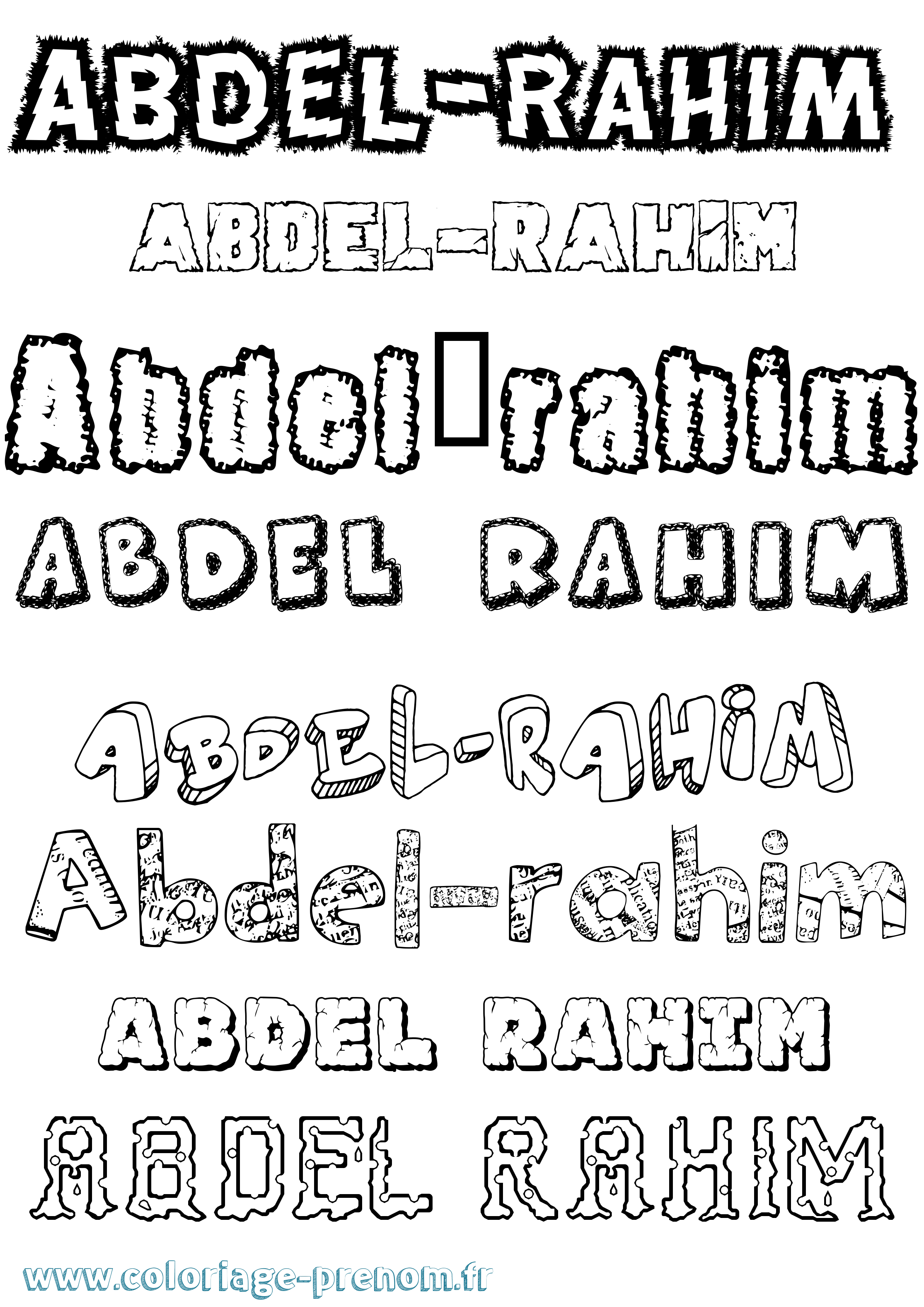 Coloriage prénom Abdel-Rahim Destructuré