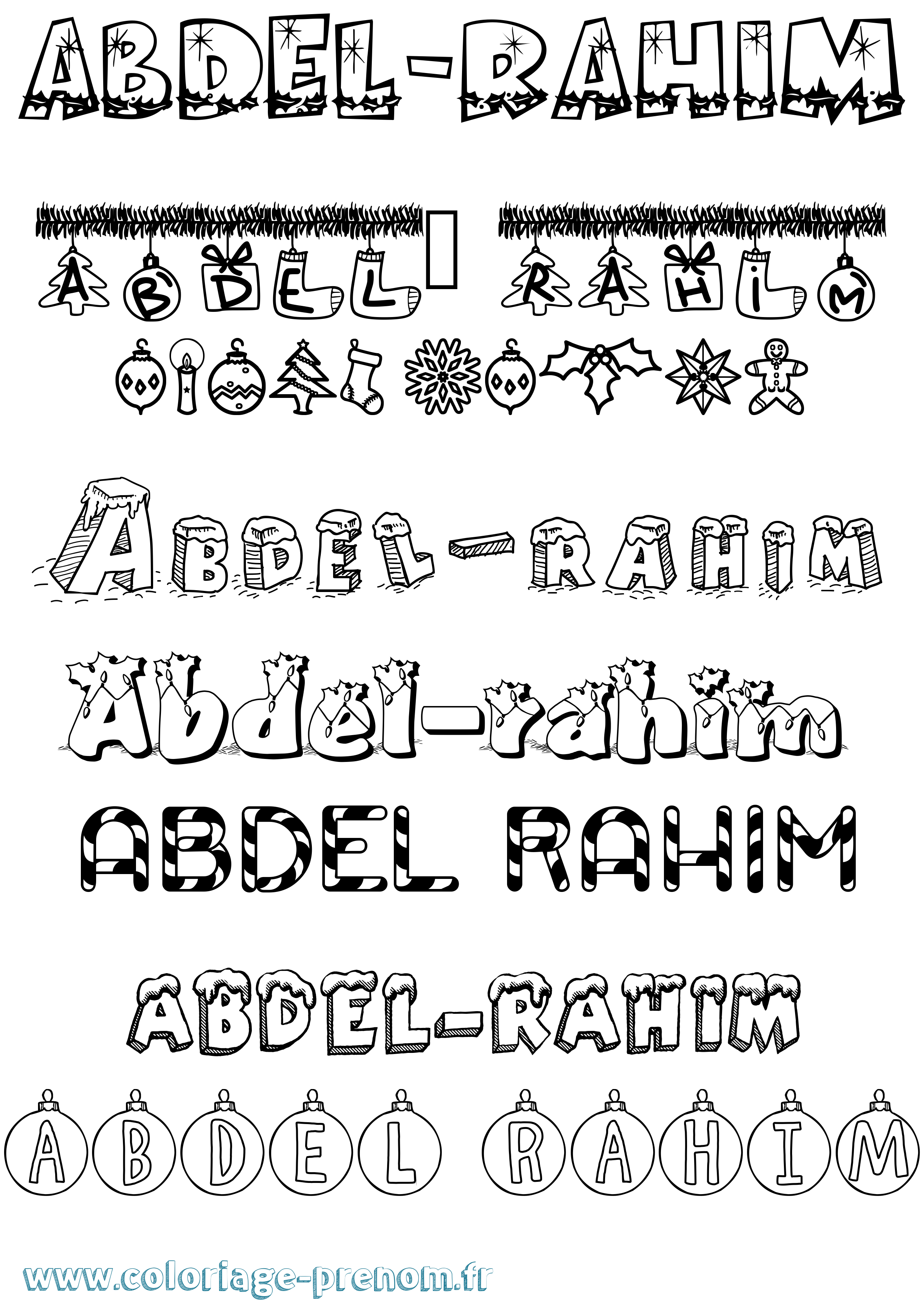 Coloriage prénom Abdel-Rahim Noël