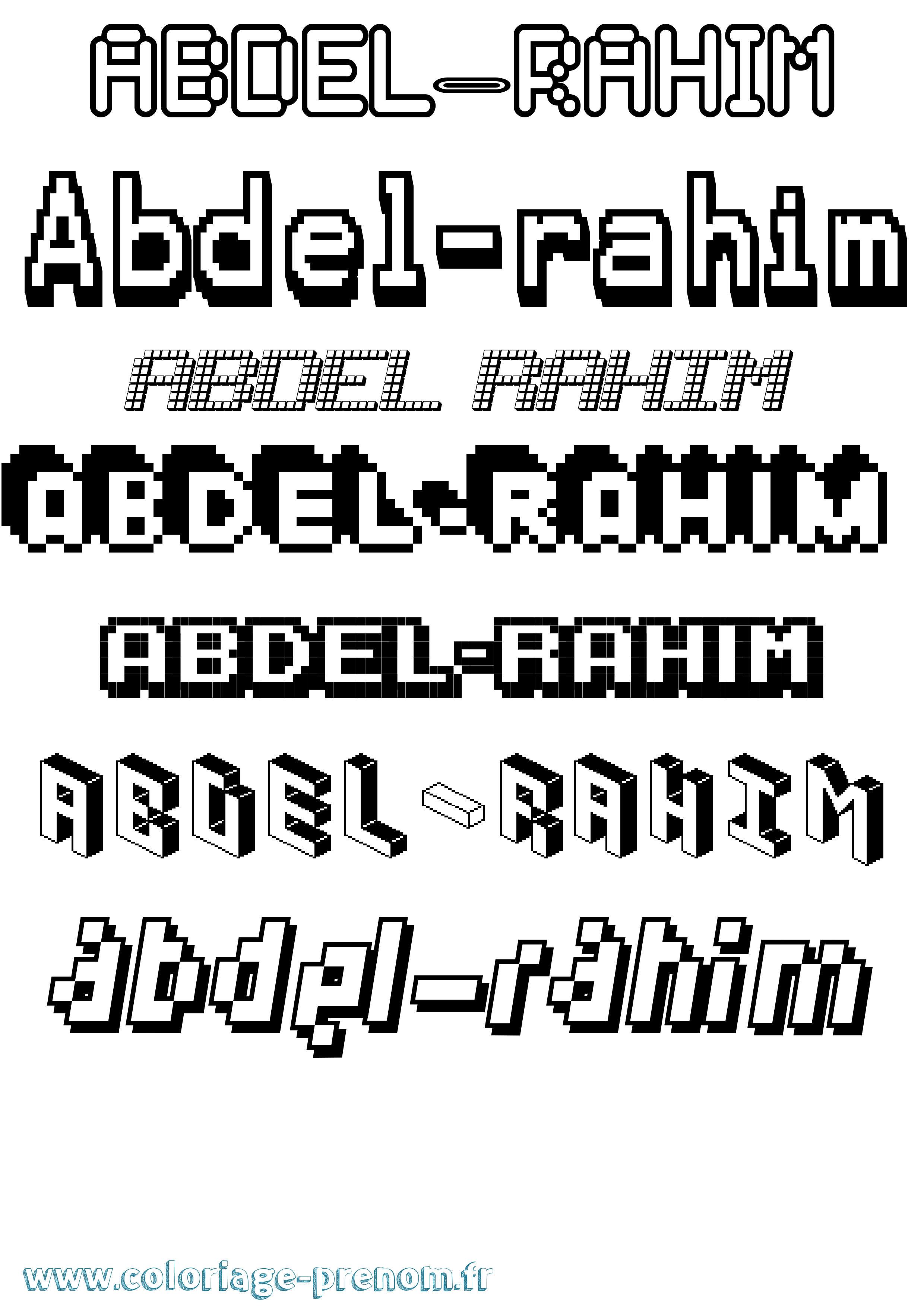 Coloriage prénom Abdel-Rahim Pixel