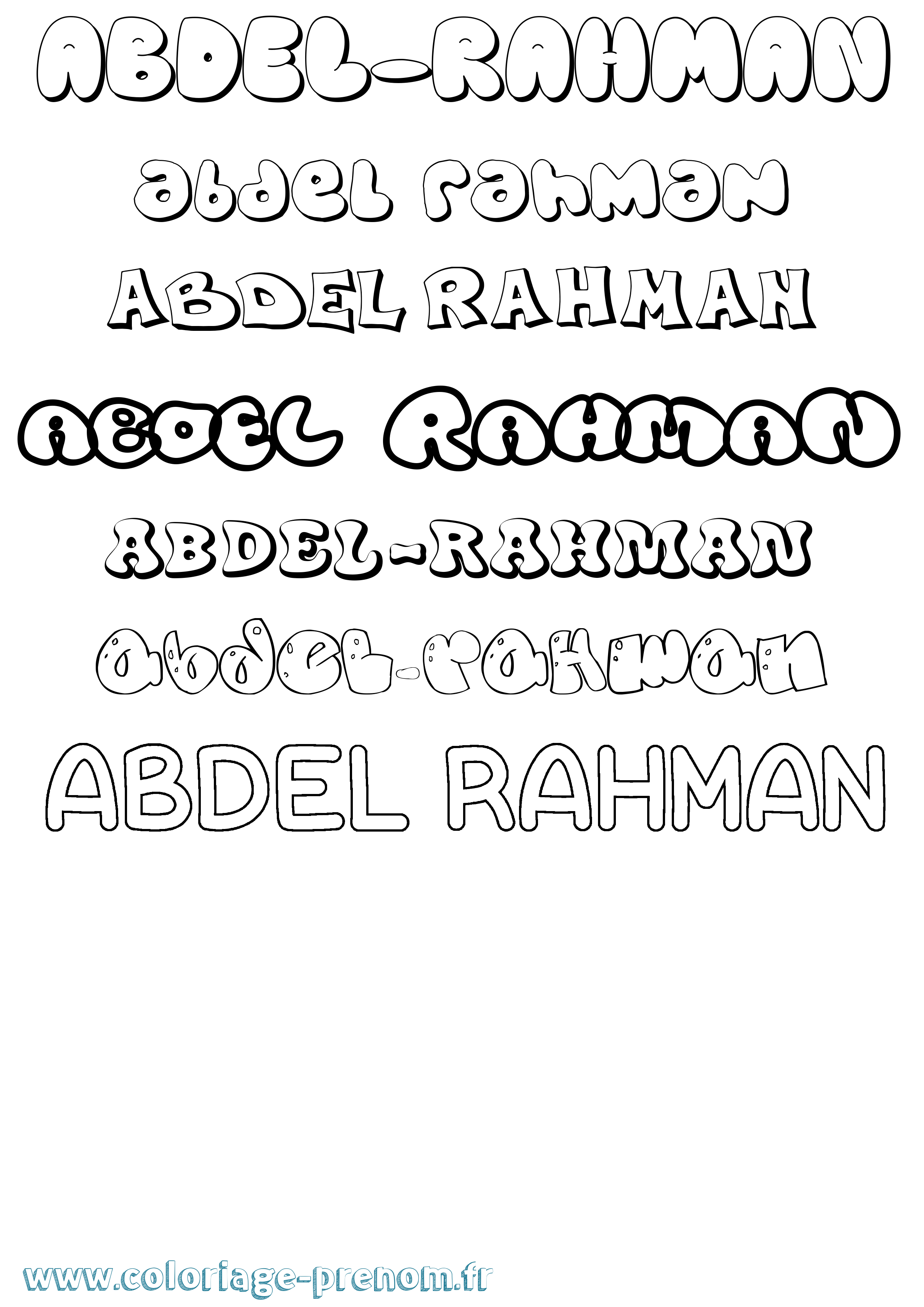 Coloriage prénom Abdel-Rahman Bubble