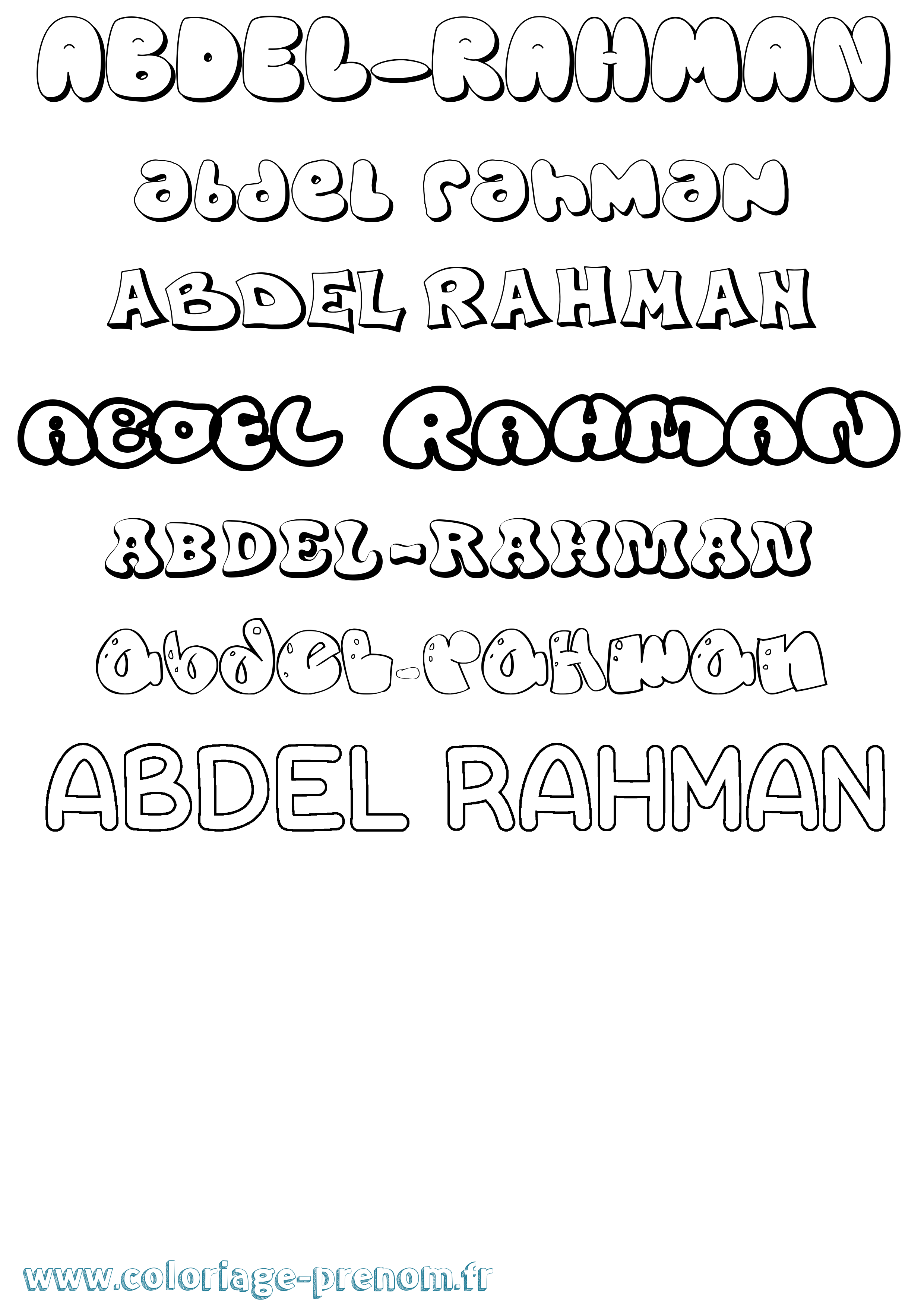 Coloriage Abdel-Rahman Bubble Coloriage prénom Abdel-Rahman Bubble