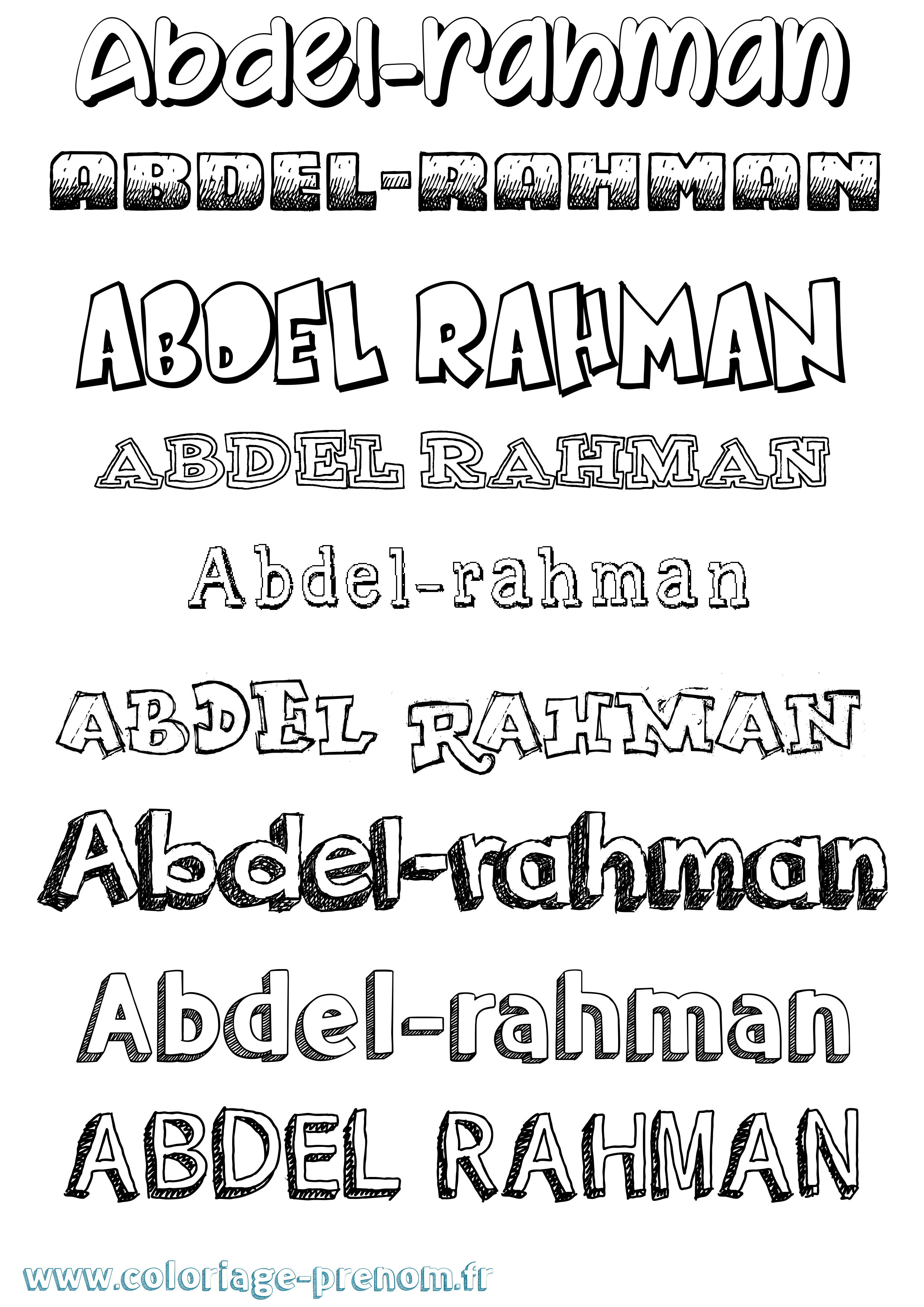 Coloriage Abdel-Rahman Dessiné Coloriage prénom Abdel-Rahman Dessiné