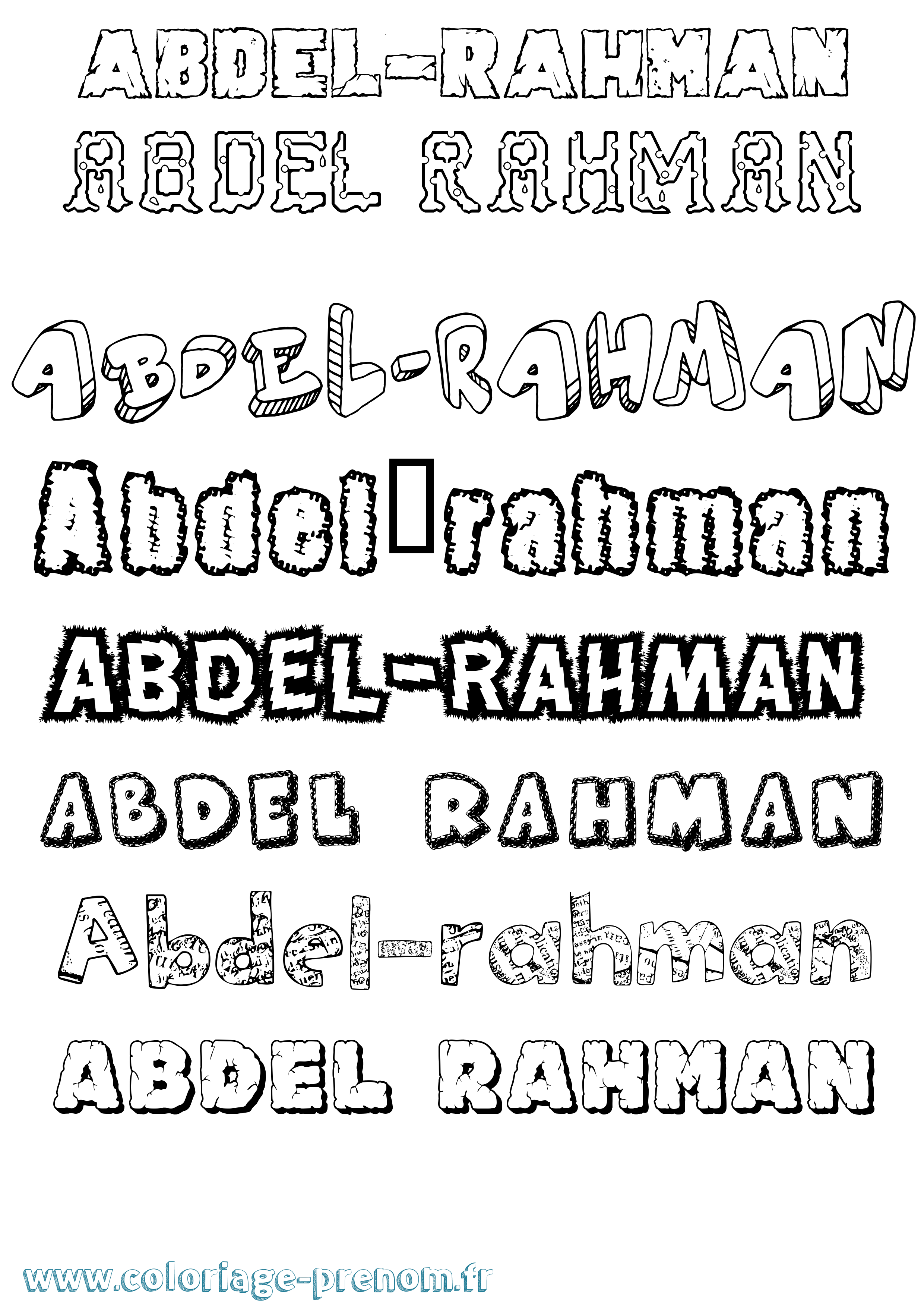 Coloriage prénom Abdel-Rahman Destructuré