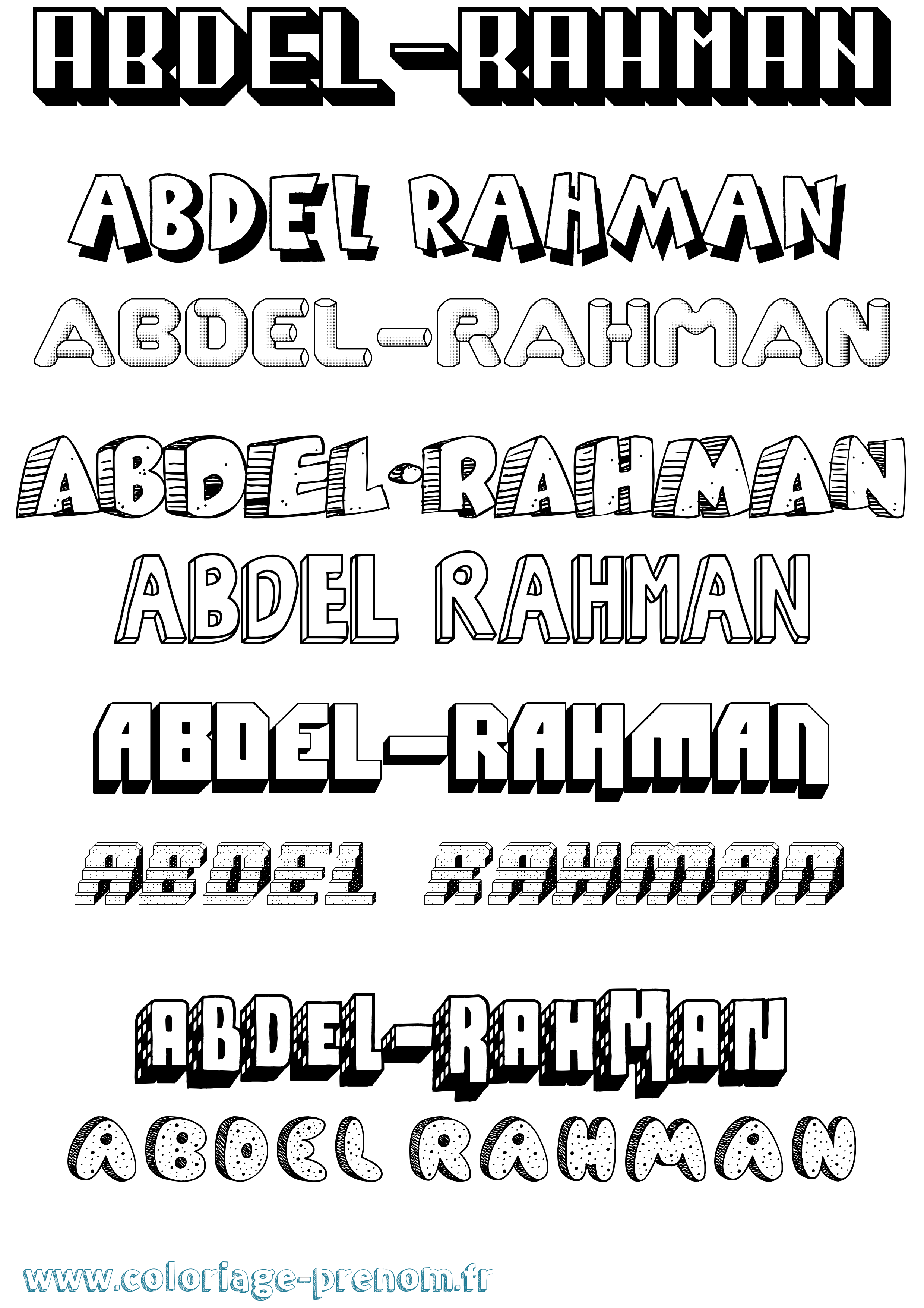 Coloriage Abdel-Rahman Effet 3D Coloriage prénom Abdel-Rahman Effet 3D