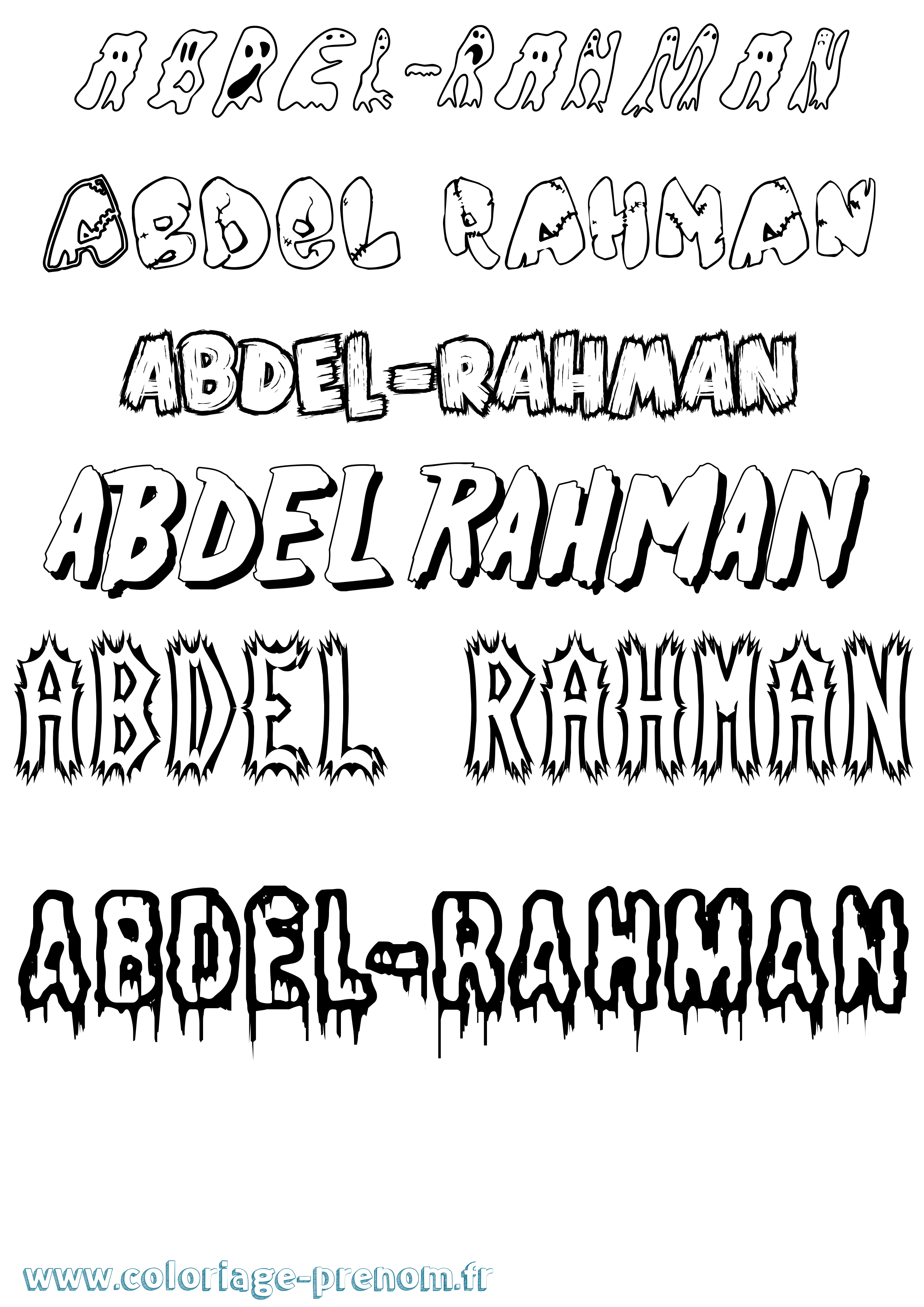 Coloriage Abdel-Rahman Frisson Coloriage prénom Abdel-Rahman Frisson