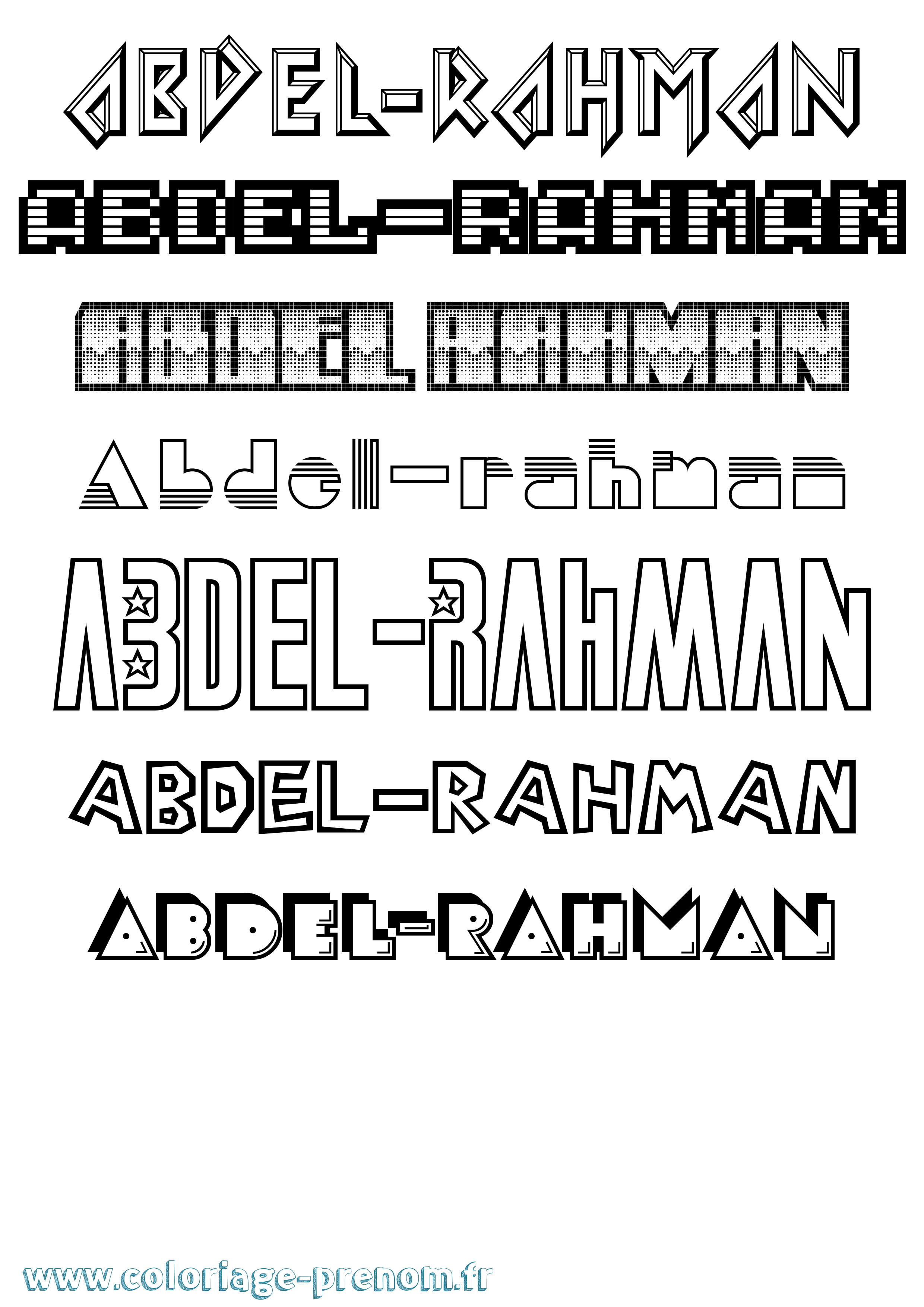 Coloriage prénom Abdel-Rahman Jeux Vidéos