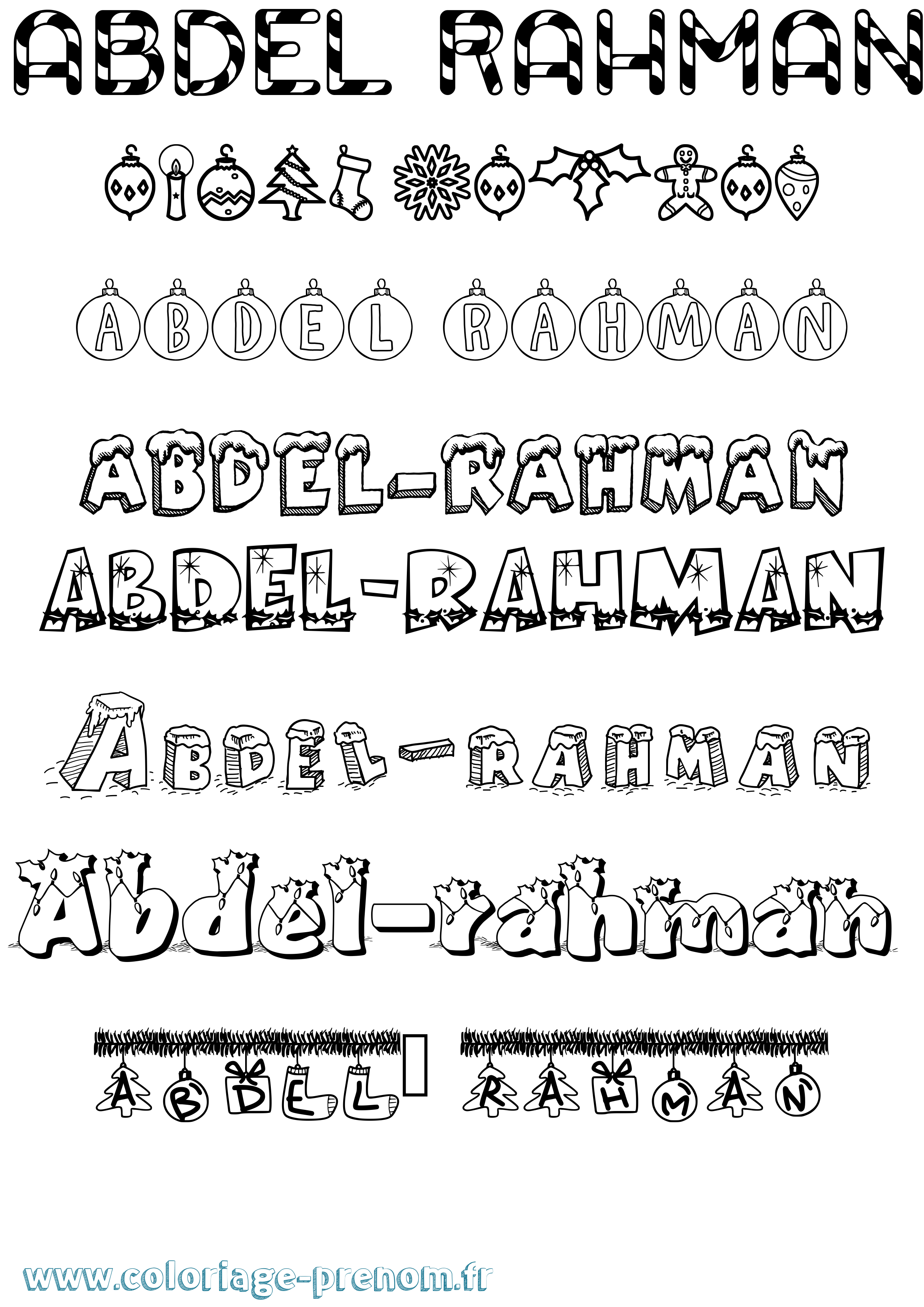 Coloriage prénom Abdel-Rahman Noël