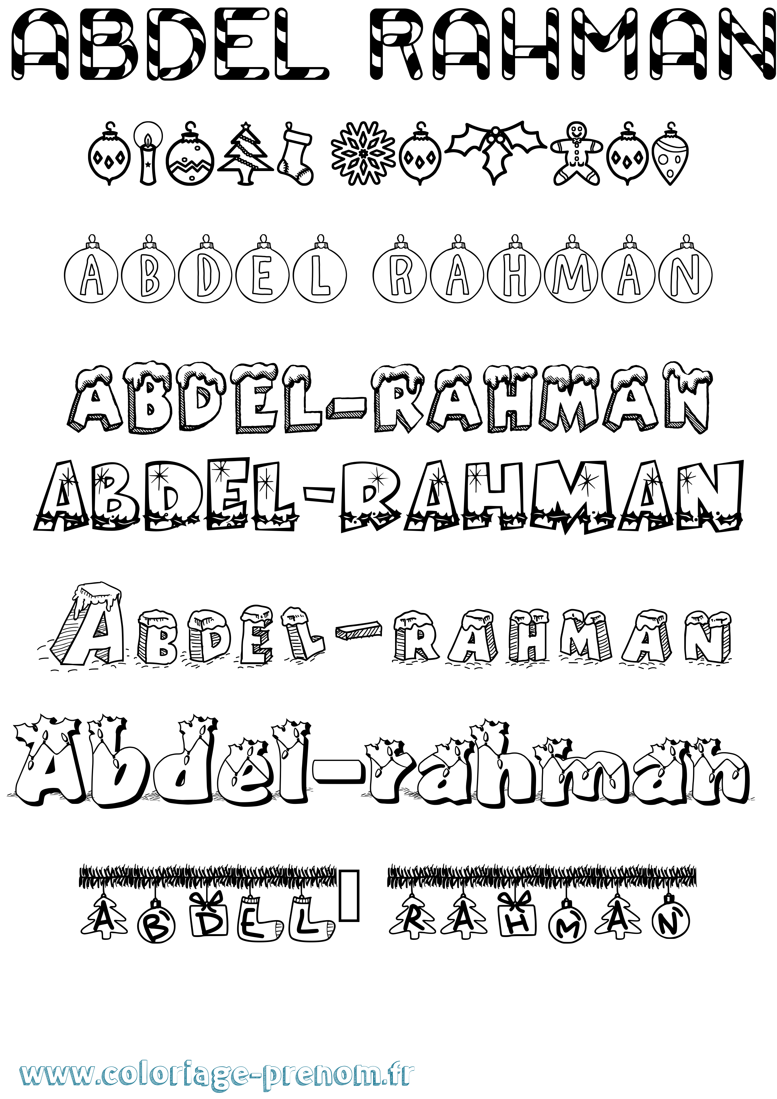 Coloriage Abdel-Rahman Noël Coloriage prénom Abdel-Rahman Noël